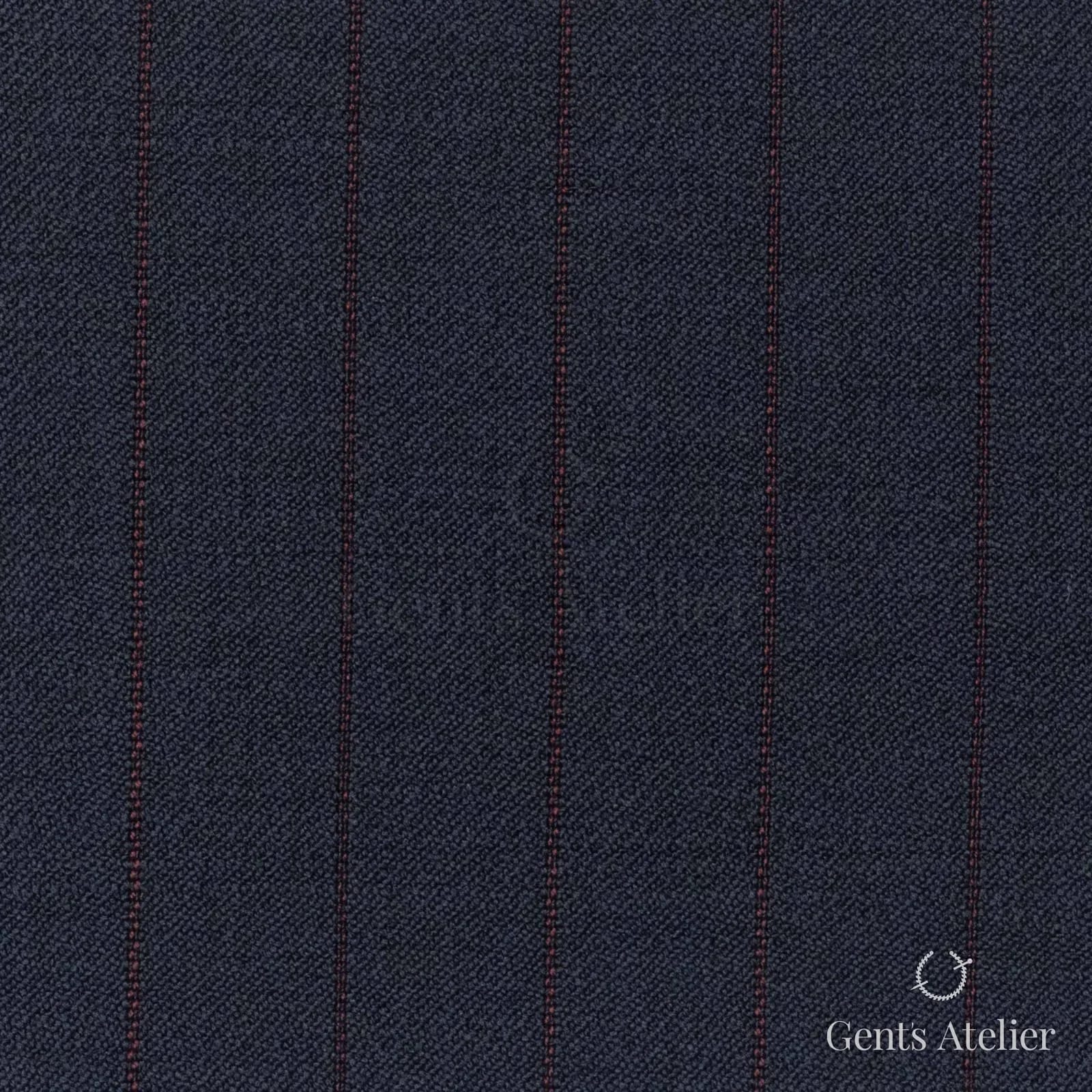 Костюмная ткань Marzoni 723 - 012 / 1200 — Тёмно-синий / Красный, полоса, 100% шерсть