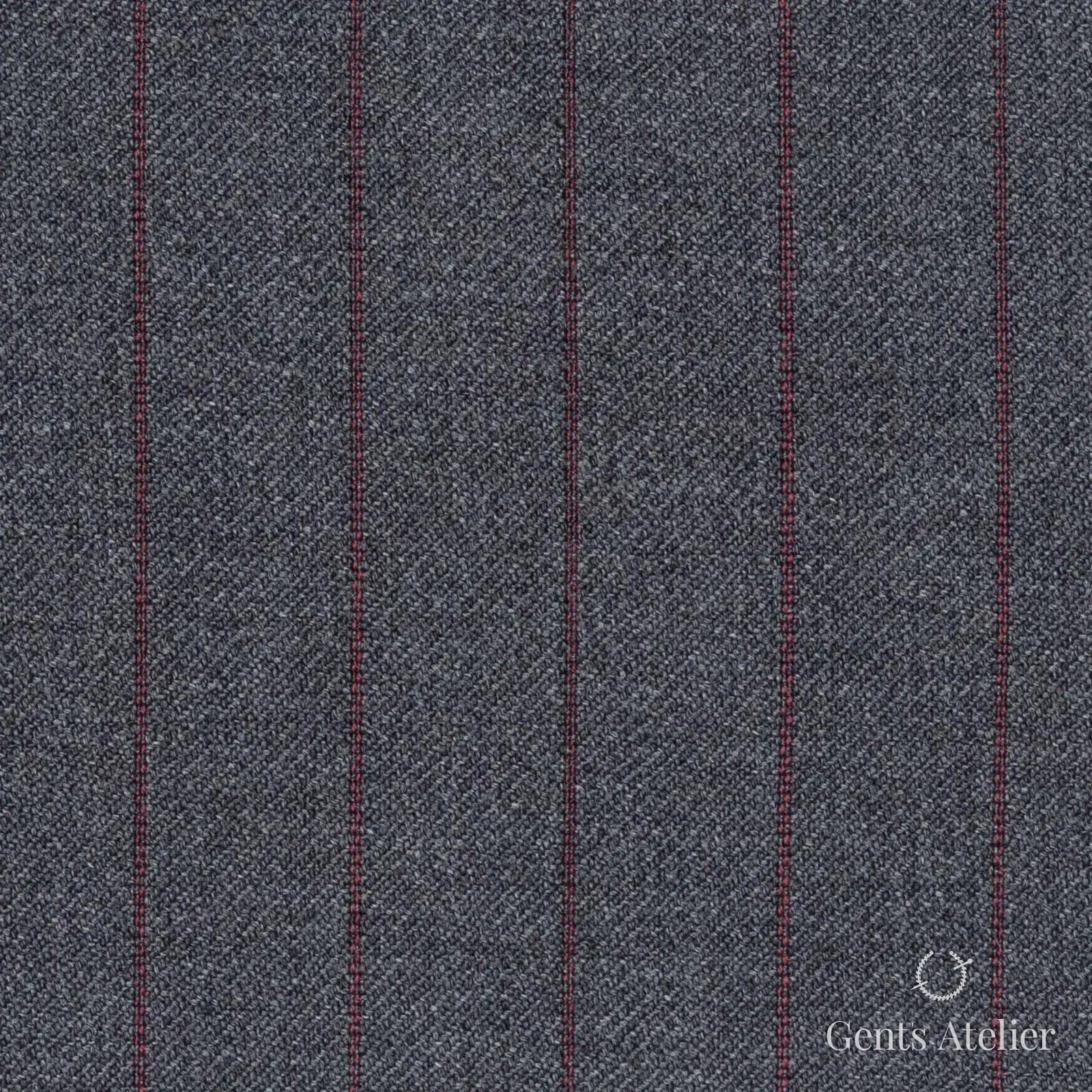 Костюмная ткань Marzoni 723 - 013 / 1200 — Серый / Красный, полоса, 100% шерсть