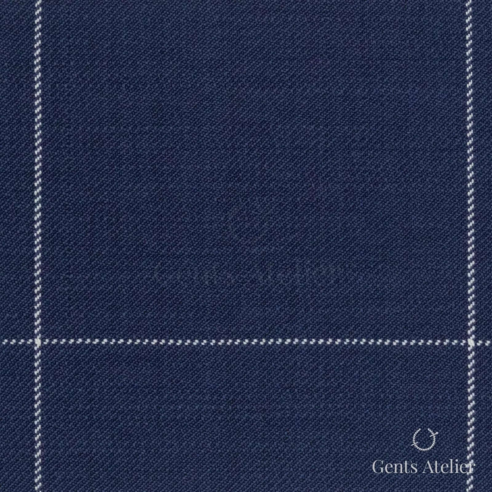 Костюмная ткань Marzoni 723 - 014 / 1200 — Синий / Белый, оконная клетка, 100% шерсть