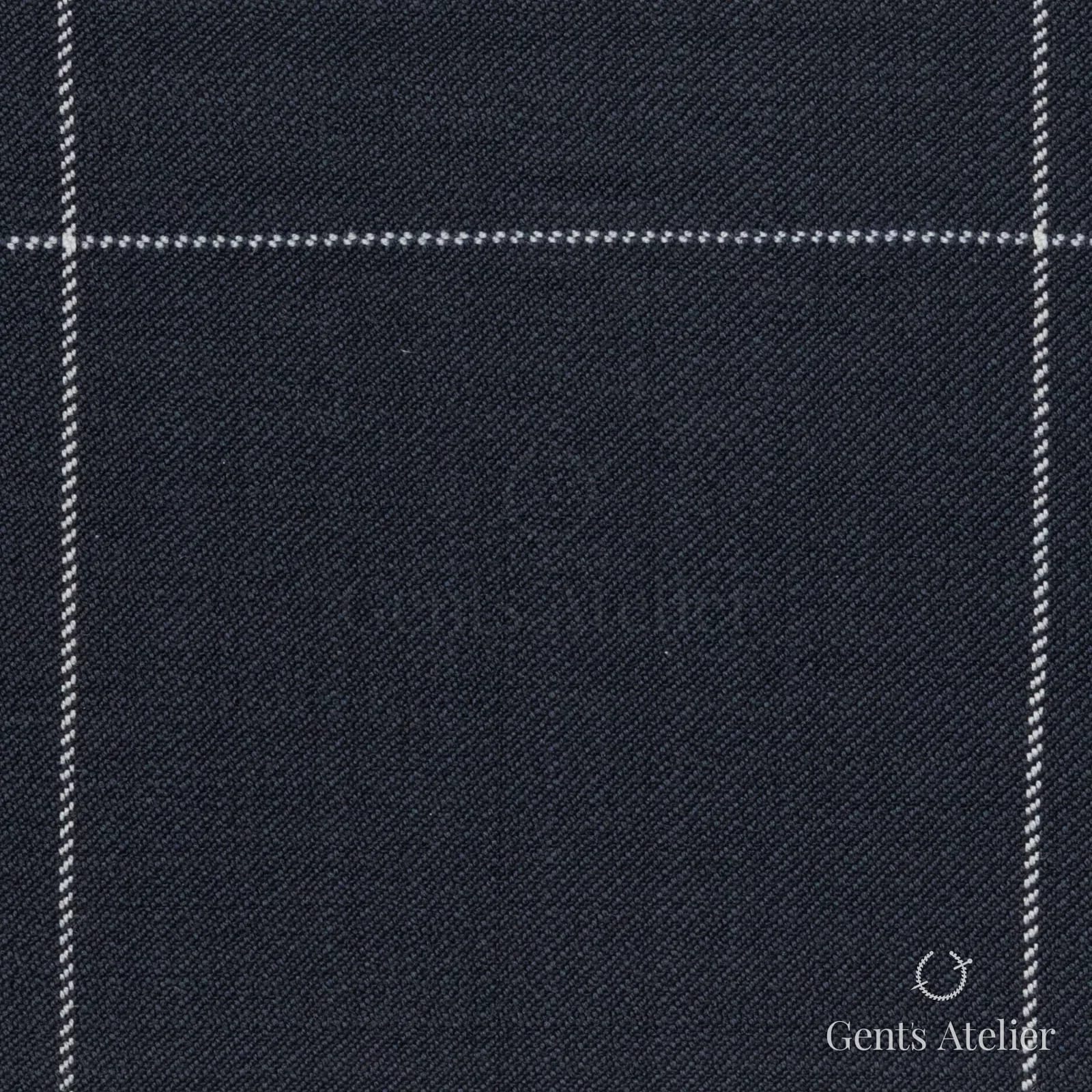 Костюмная ткань Marzoni 723 - 015 / 1200 — Тёмно-синий / Белый, оконная клетка, 100% шерсть