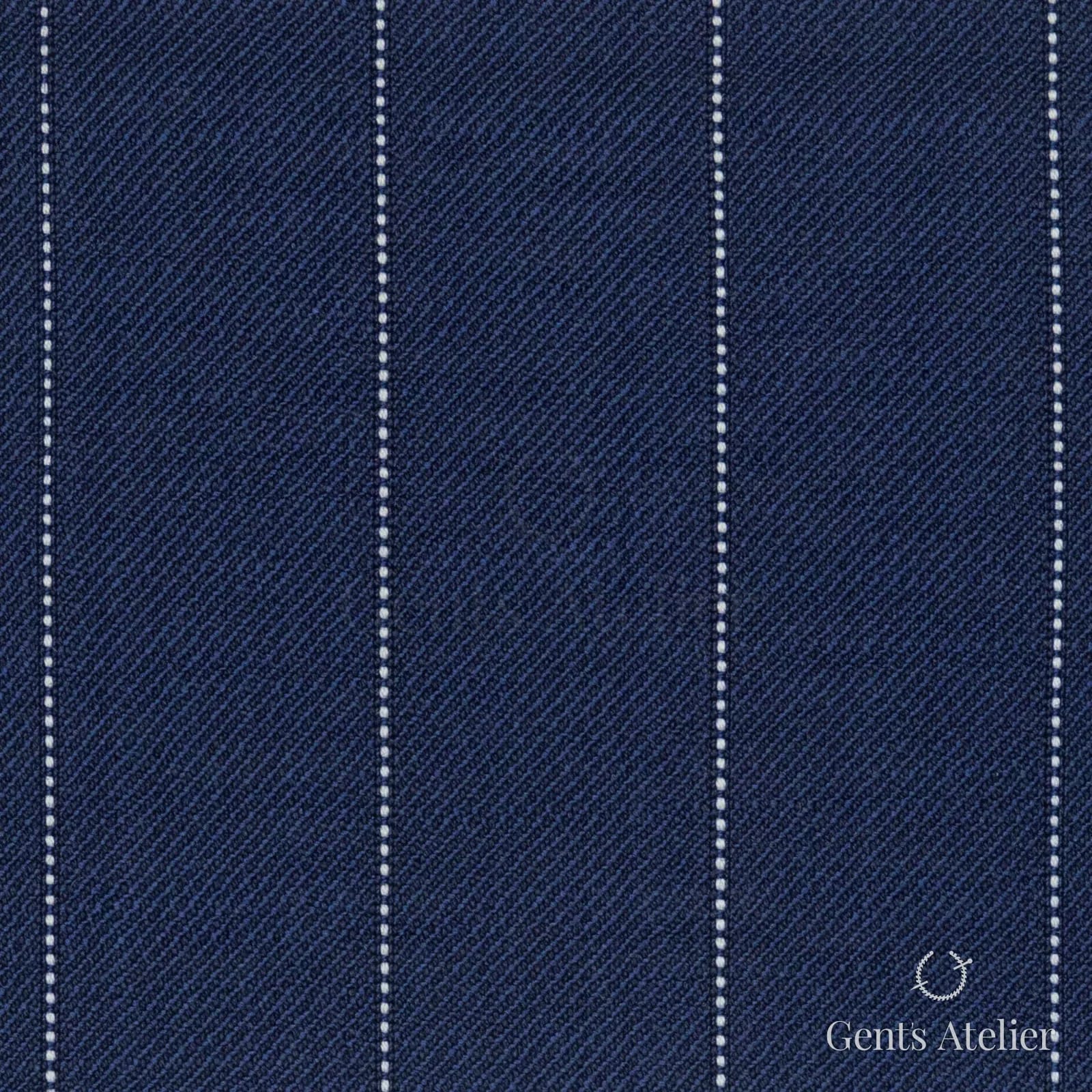 Костюмная ткань Marzoni 723 - 016 / 1200 — Синий / Белый, полоса, 100% шерсть