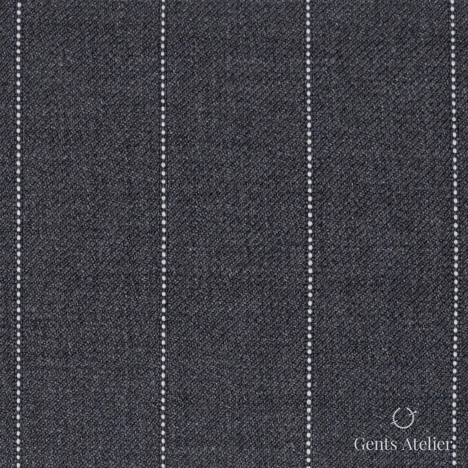 Костюмная ткань Marzoni 723 - 019 / 1200 — Серый / Белый, полоса, 100% шерсть