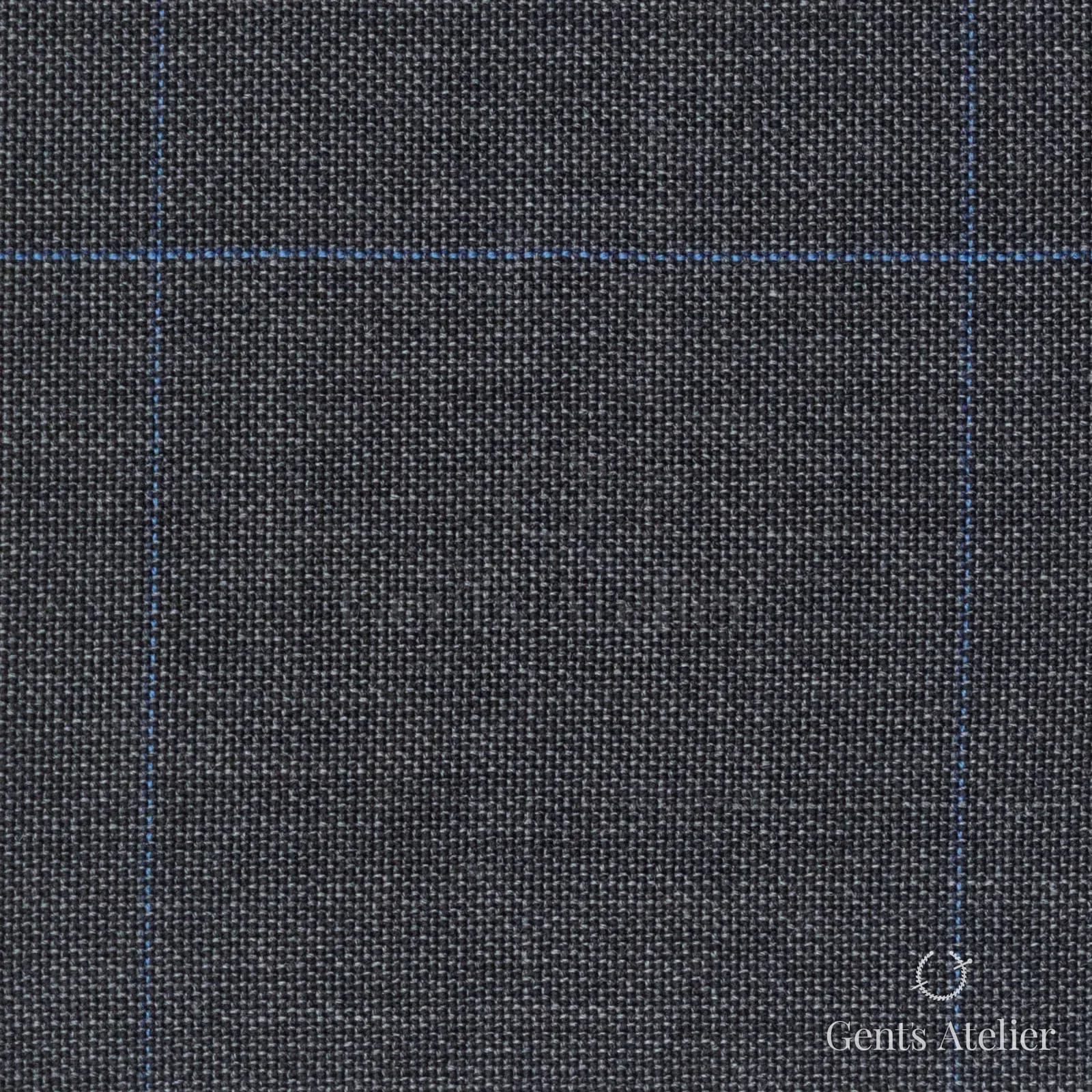 Костюмная ткань Marzoni 723 - 021 / 1200 — Серый / Синий, оконная клетка, 100% шерсть