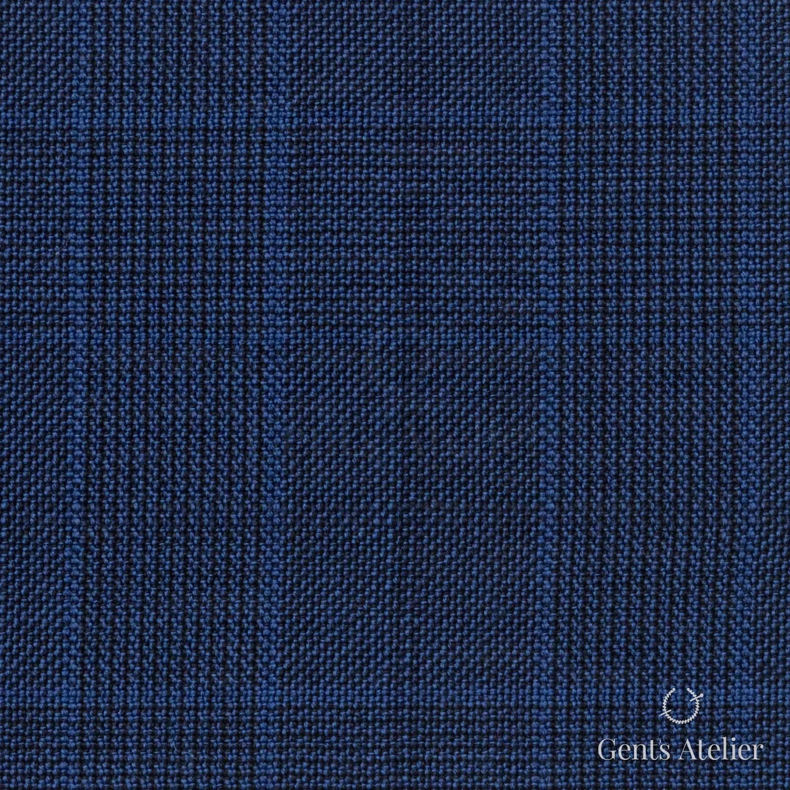 Костюмная ткань Marzoni 606 - 295 / 800 — Синий, оконная клетка, 100% шерсть