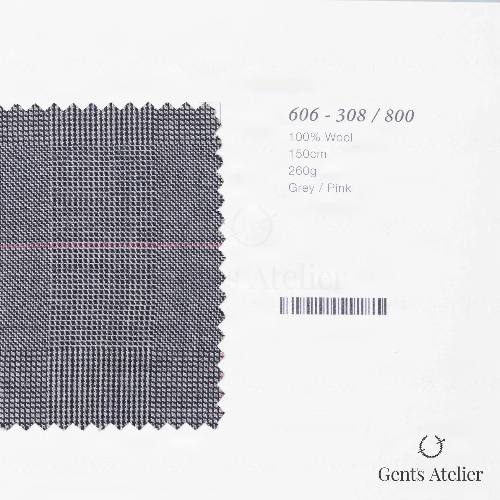 Образец ткани Marzoni 606 - 308 / 800 с этикеткой — Серый / Pink