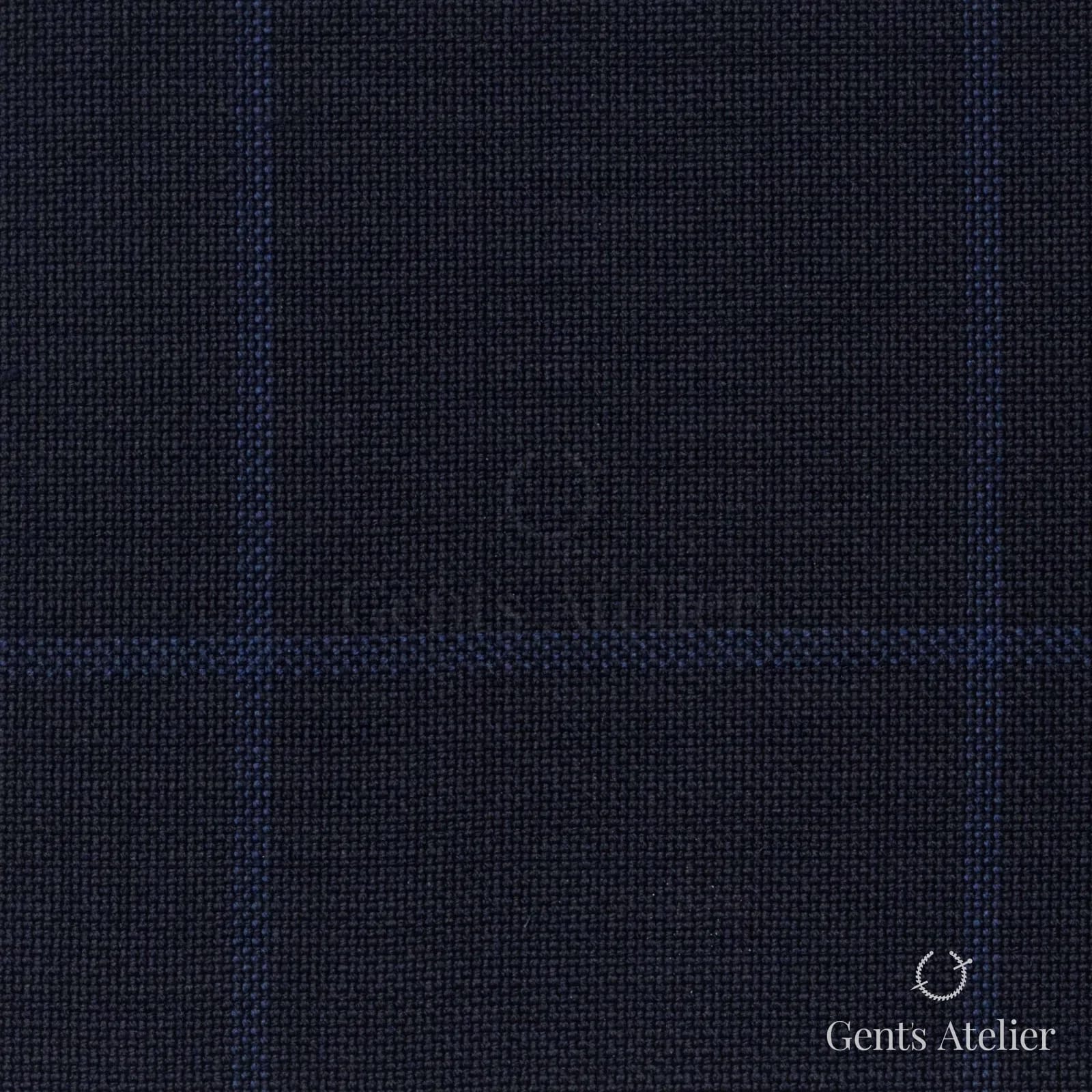 Костюмная ткань Marzoni 606 - 365 / 800 — Тёмно-синий, оконная клетка, 100% шерсть
