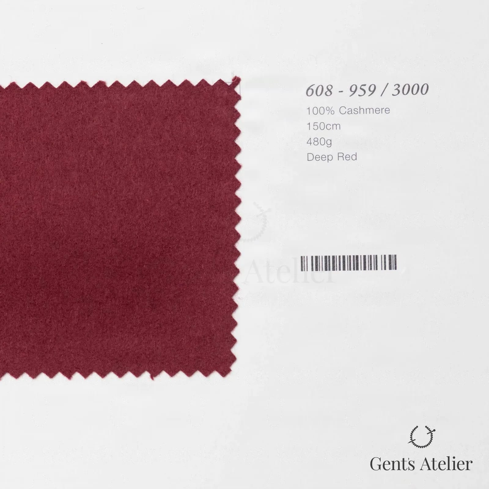 Образец ткани Marzoni 608 - 959 / 3000 с этикеткой — Deep Red
