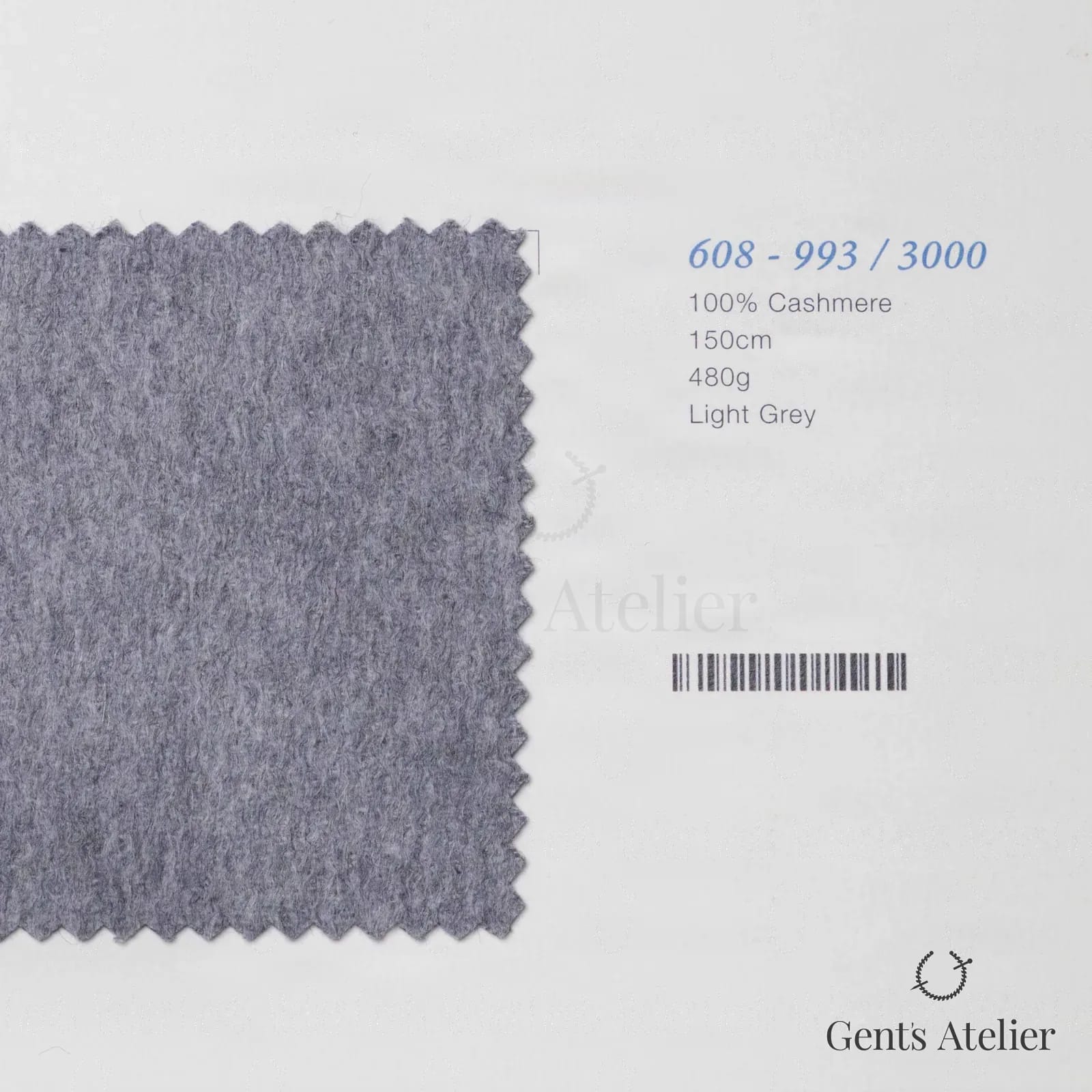 Образец ткани Marzoni 608 - 993 / 3000 с этикеткой — Светло-серый