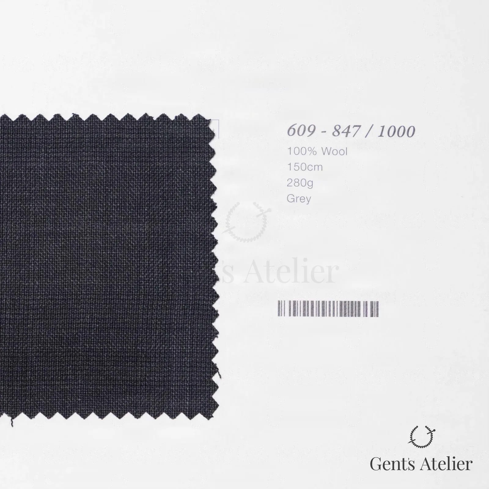 Образец ткани Marzoni 609 - 847 / 1000 с этикеткой — Серый