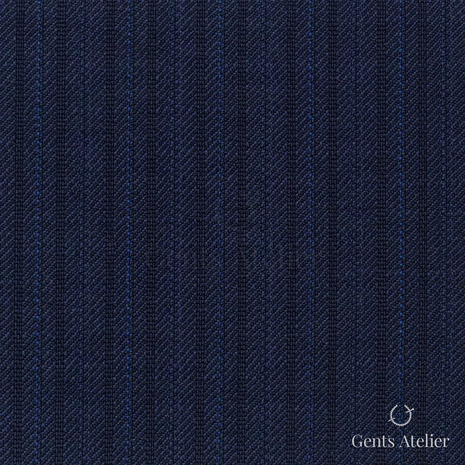 Костюмная ткань Marzoni 609 - 849 / 1000 — Тёмно-синий, полоса, 100% шерсть