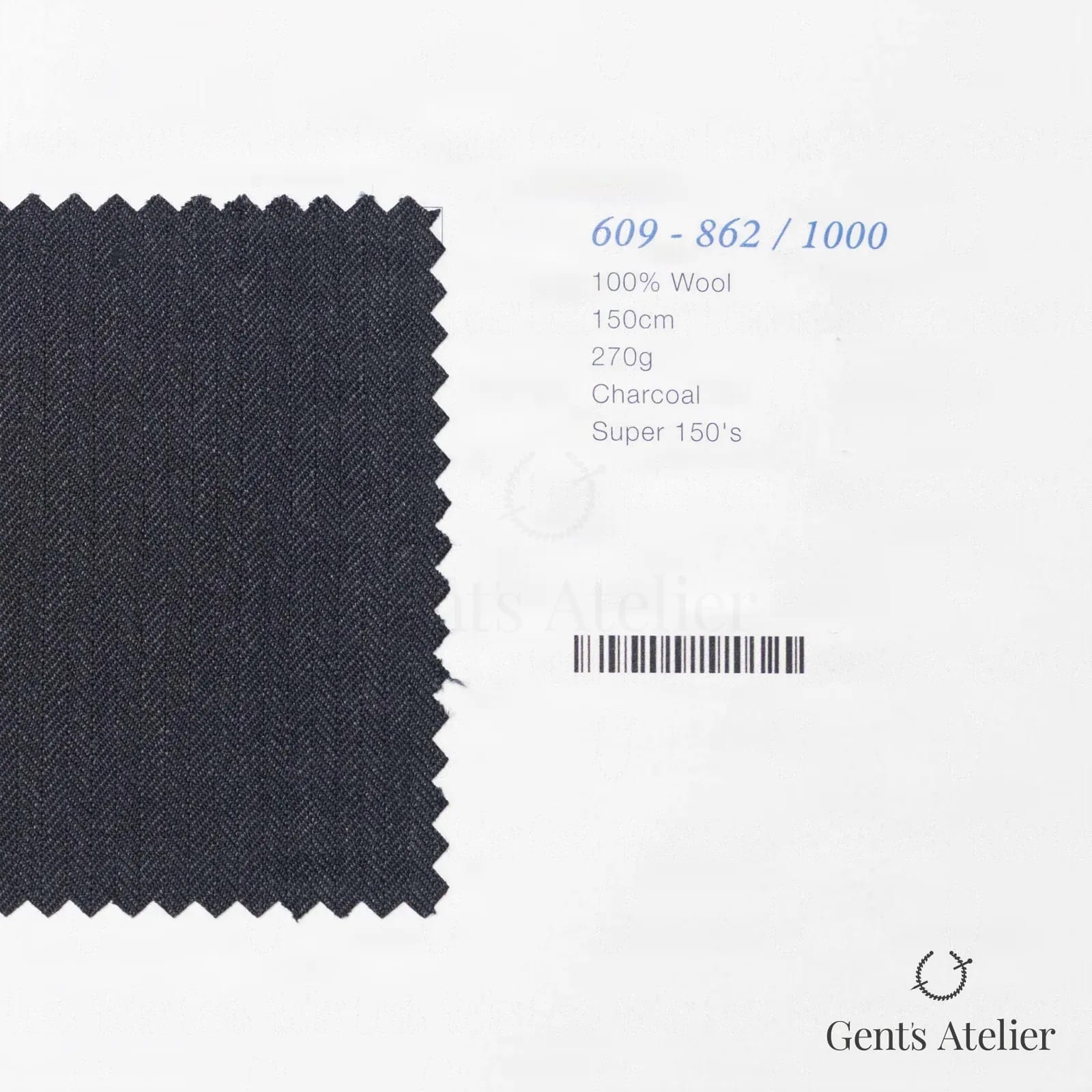Образец ткани Marzoni 609 - 862 / 1000 с этикеткой — Антрацит