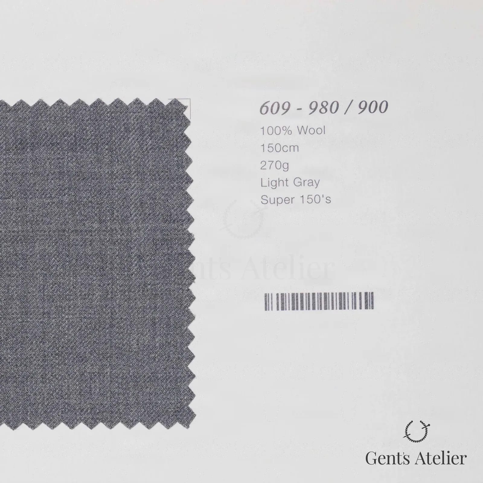 Образец ткани Marzoni 609 - 980 / 900 с этикеткой — Светло-серый