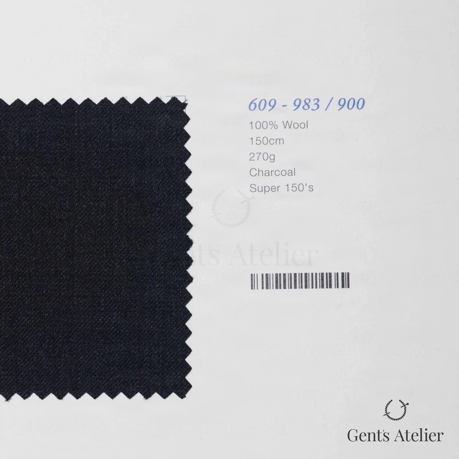 Образец ткани Marzoni 609 - 983 / 900 с этикеткой — Антрацит