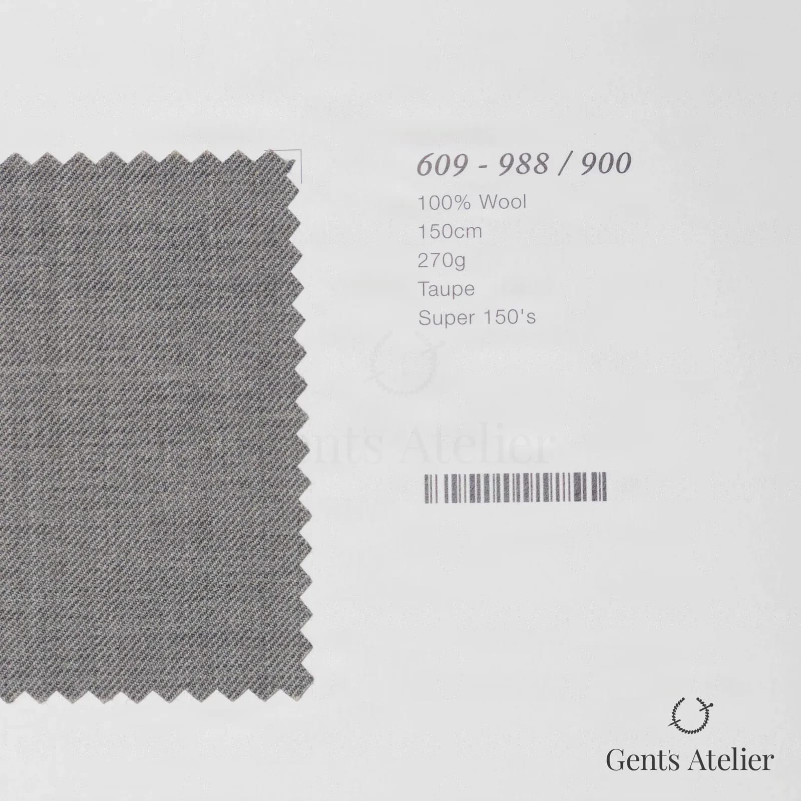 Образец ткани Marzoni 609 - 988 / 900 с этикеткой — Тауп