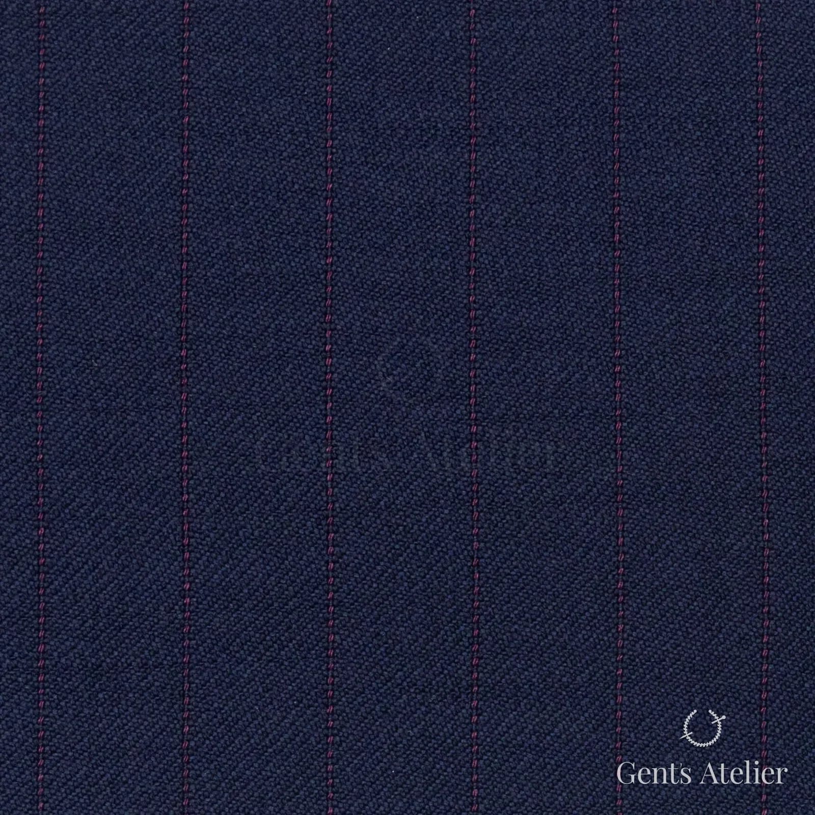 Костюмная ткань Marzoni 621 - 006 / 800 — Тёмно-синий / Pink, полоса, 100% шерсть