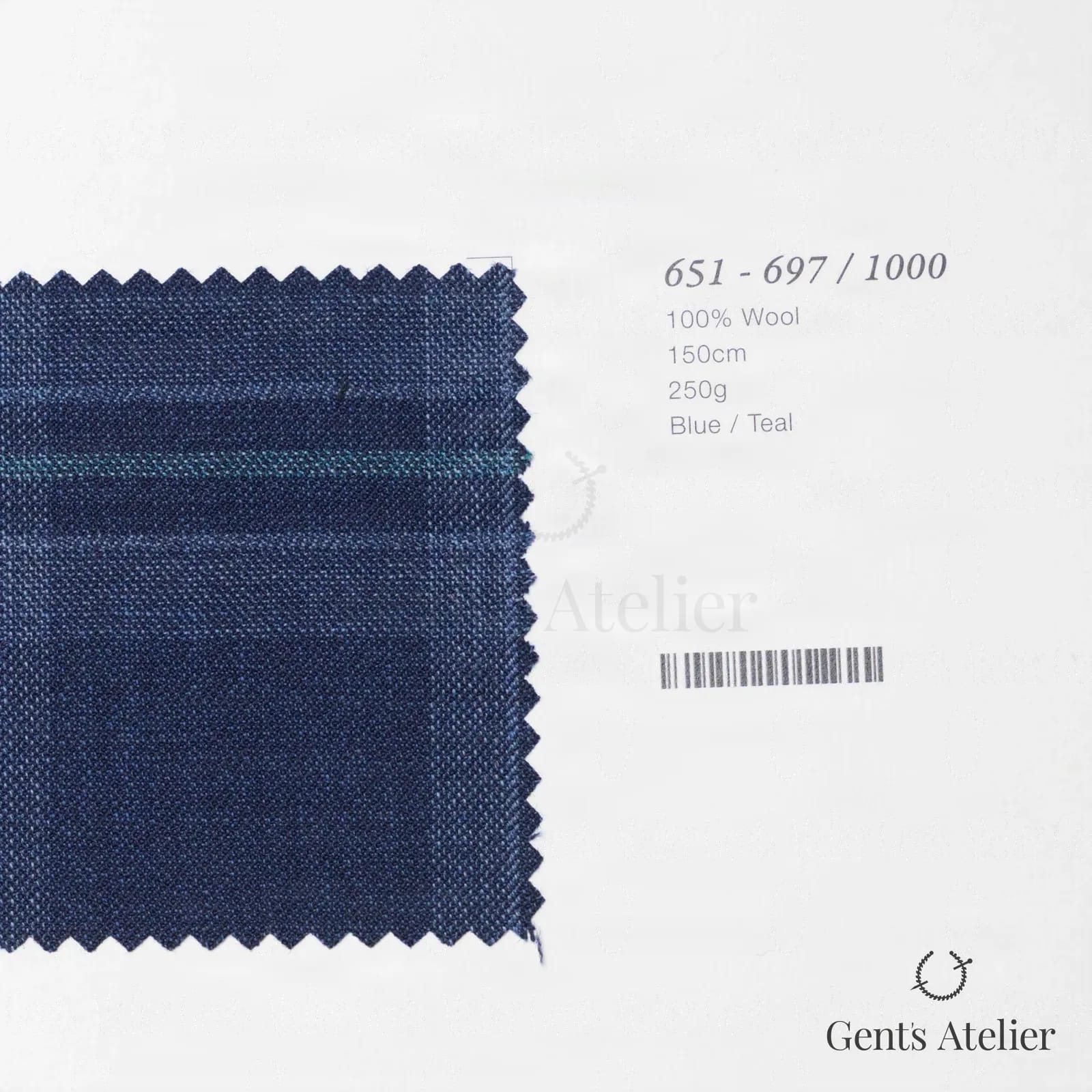 Образец ткани Marzoni 651 - 697 / 1000 с этикеткой — Синий / Teal