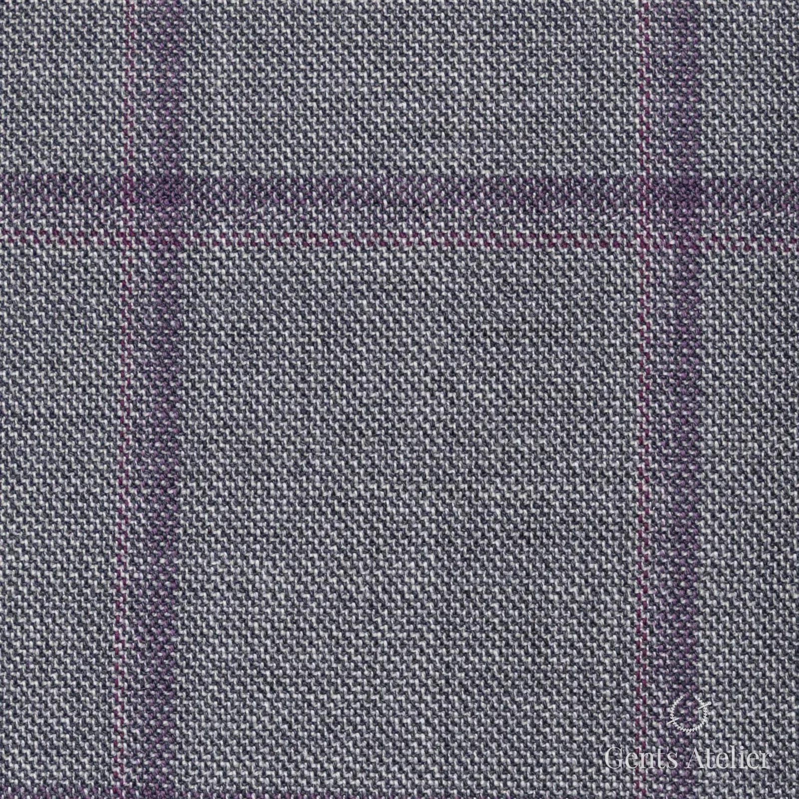 Костюмная ткань Marzoni 651 - 788 / 1000 — Светло-серый / Фиолетовый, оконная клетка, 100% шерсть