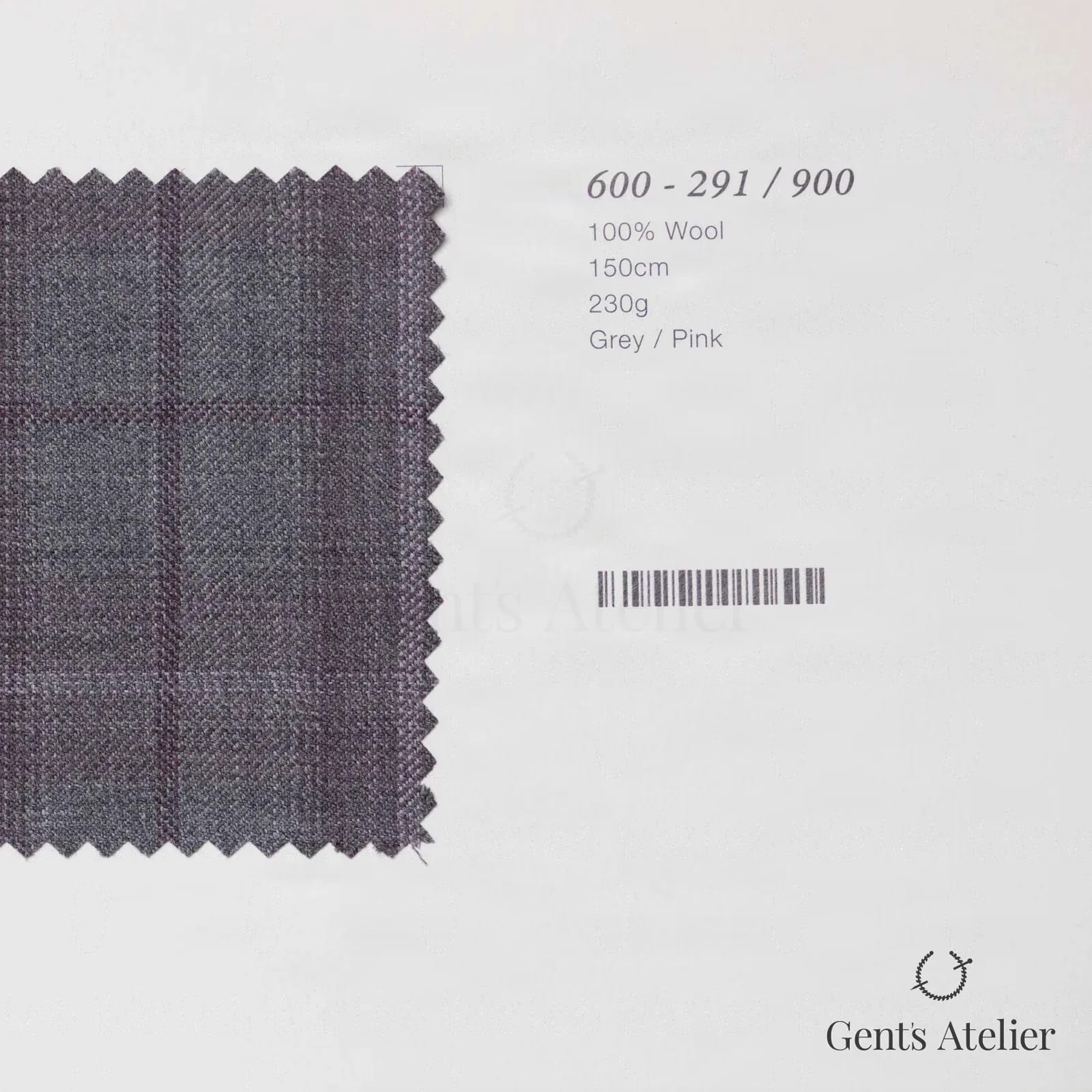 Образец ткани Marzoni 600 - 291 / 900 с этикеткой — Серый / Pink