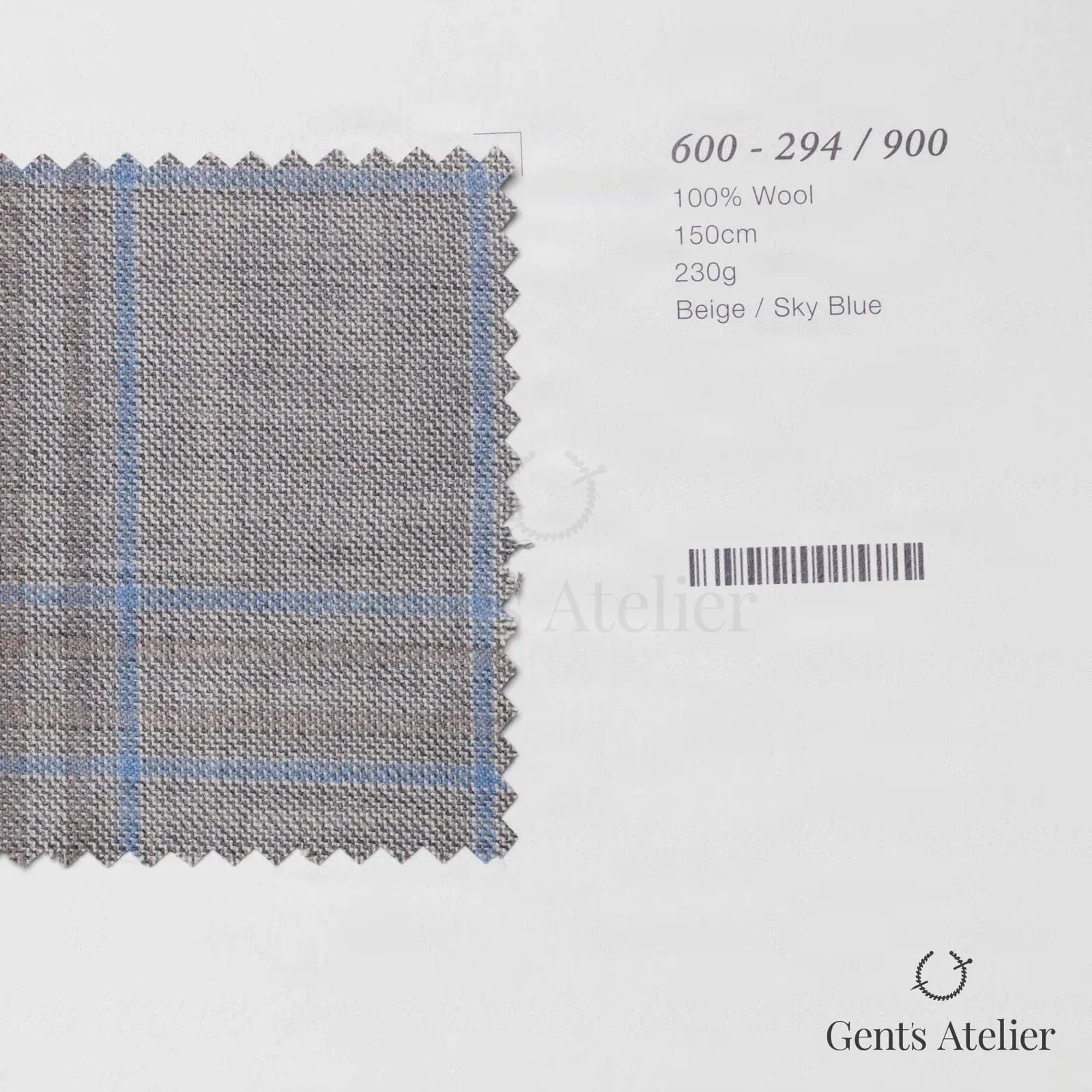 Образец ткани Marzoni 600 - 294 / 900 с этикеткой — Бежевый / Sky Blue