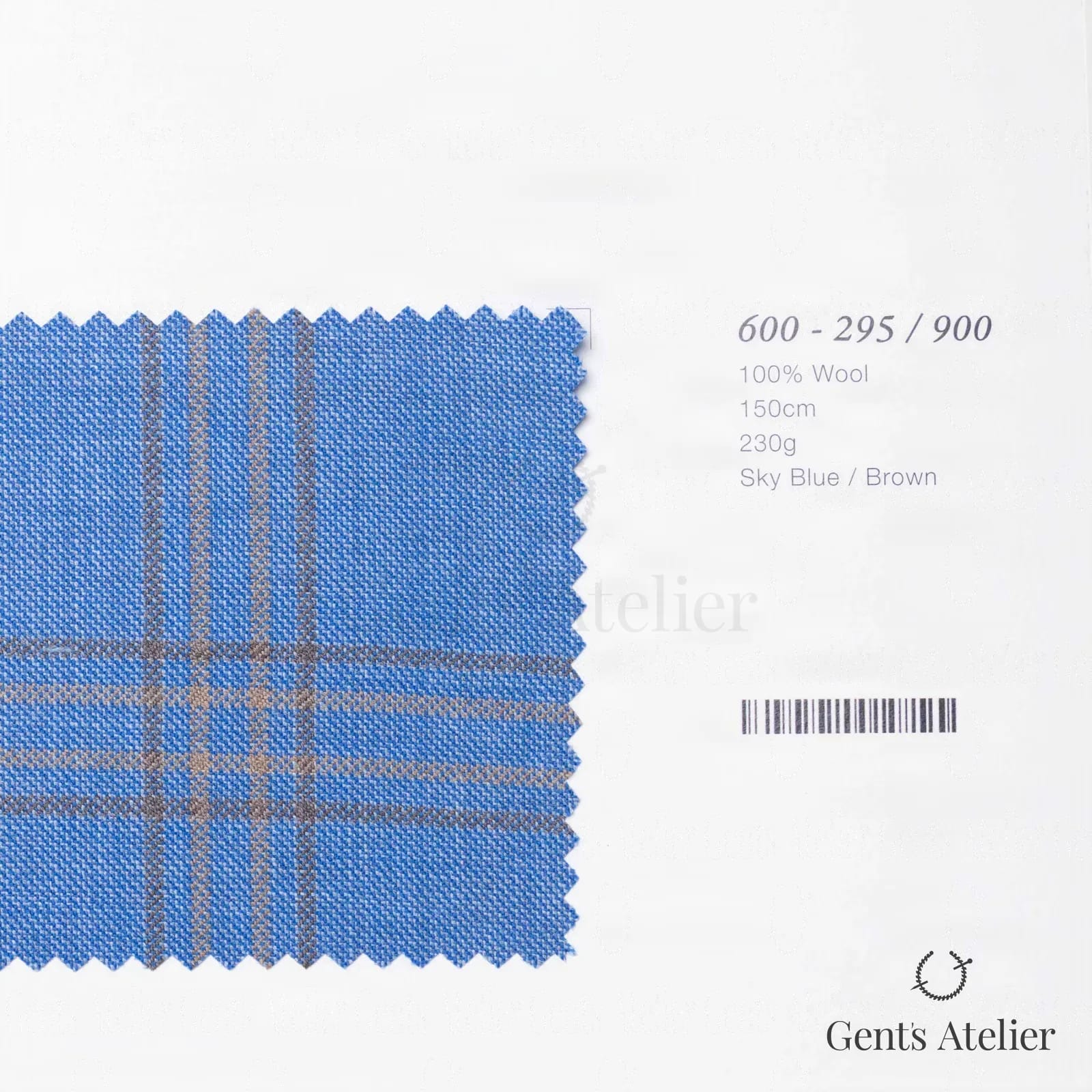 Образец ткани Marzoni 600 - 295 / 900 с этикеткой — Sky Blue / Коричневый