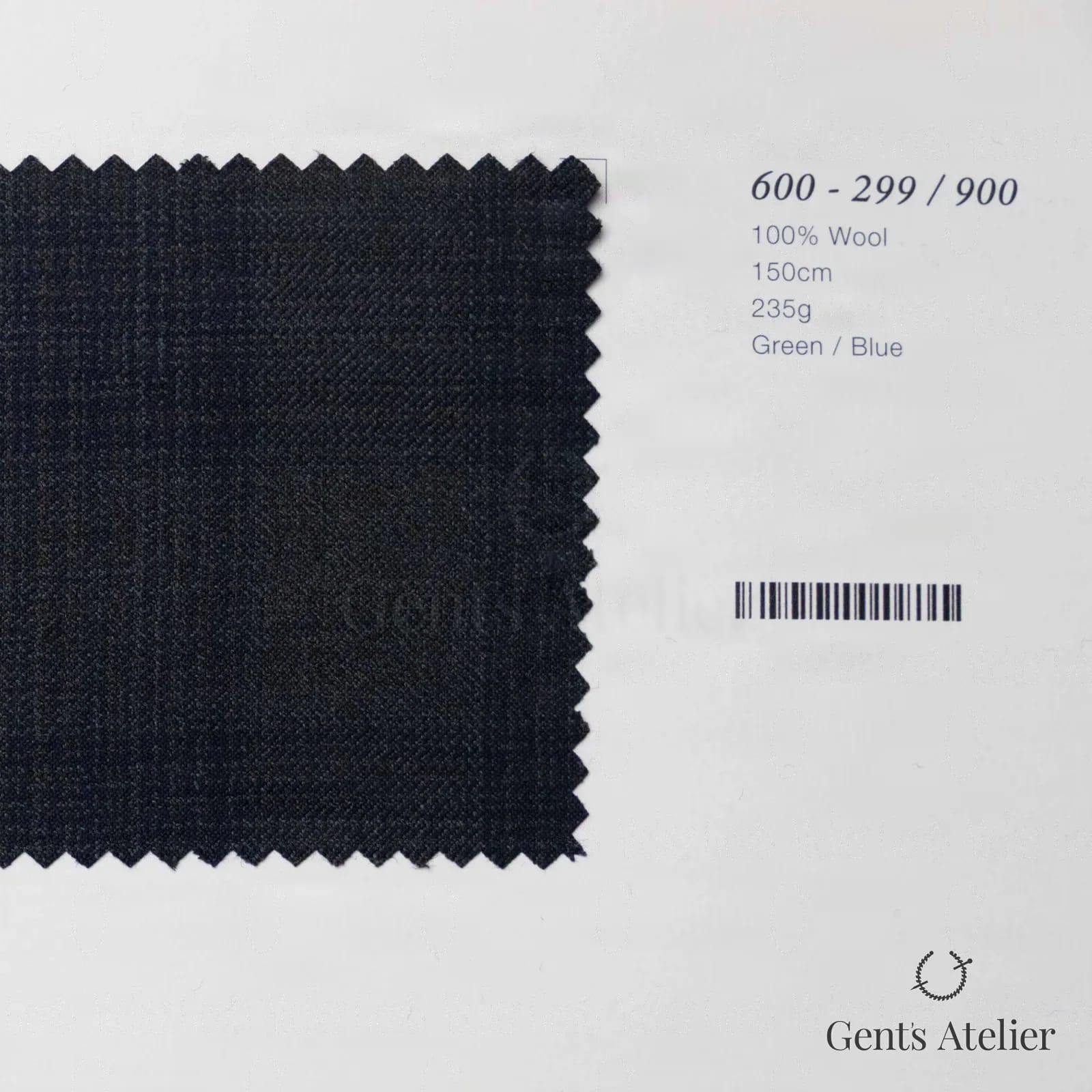 Образец ткани Marzoni 600 - 299 / 900 с этикеткой — Зелёный / Синий