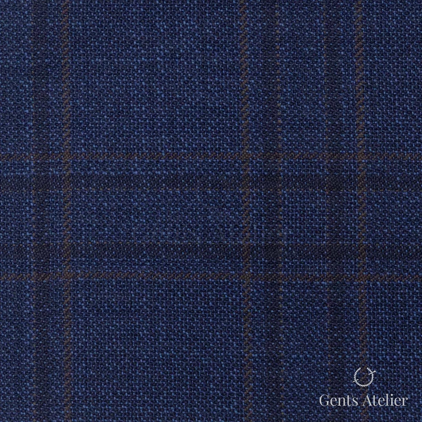 Костюмная ткань Marzoni 600 - 306 / 900 — Синий / Коричневый, оконная клетка, 100% шерсть