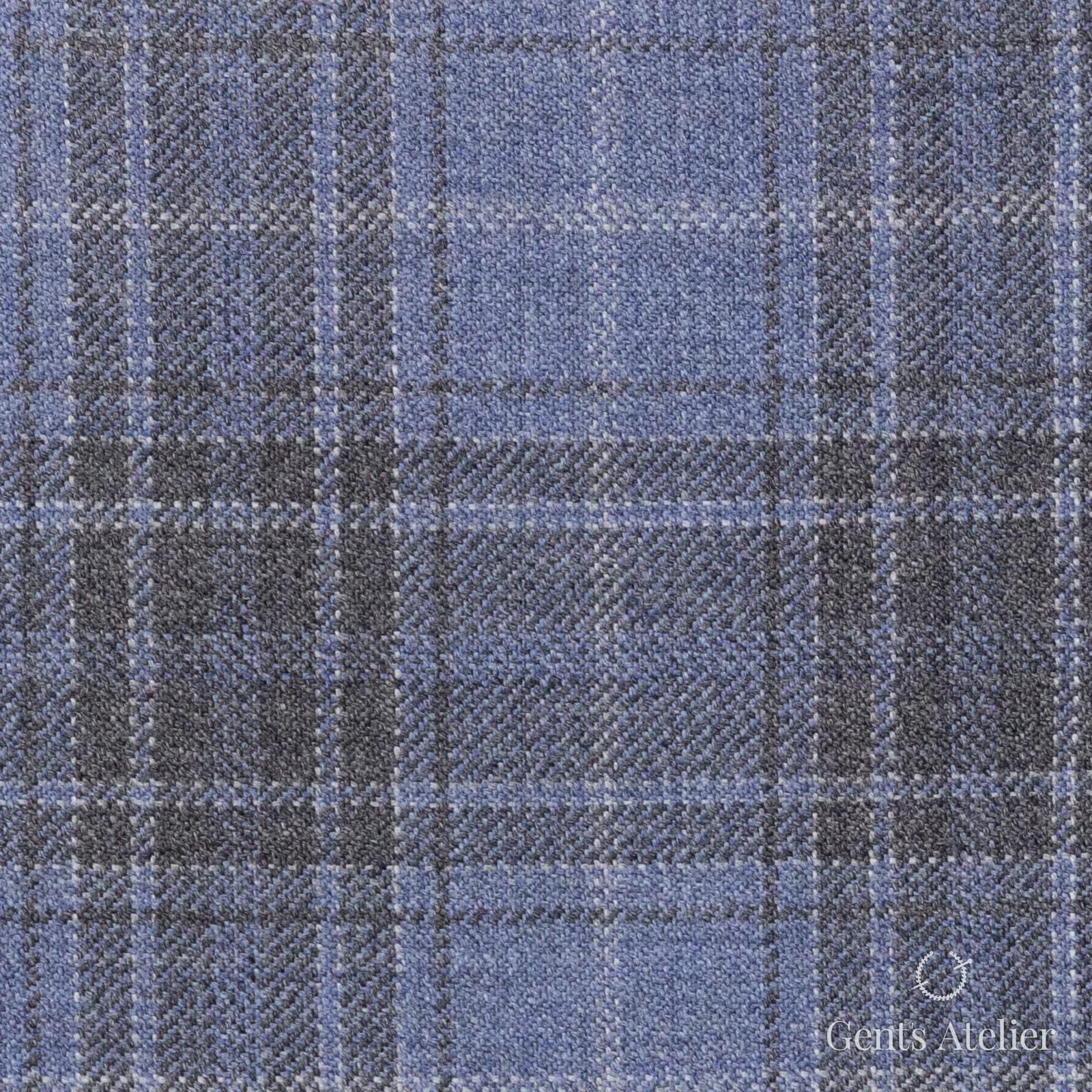 Костюмная ткань Marzoni 600 - 312 / 900 — Голубой, клетка, 100% шерсть