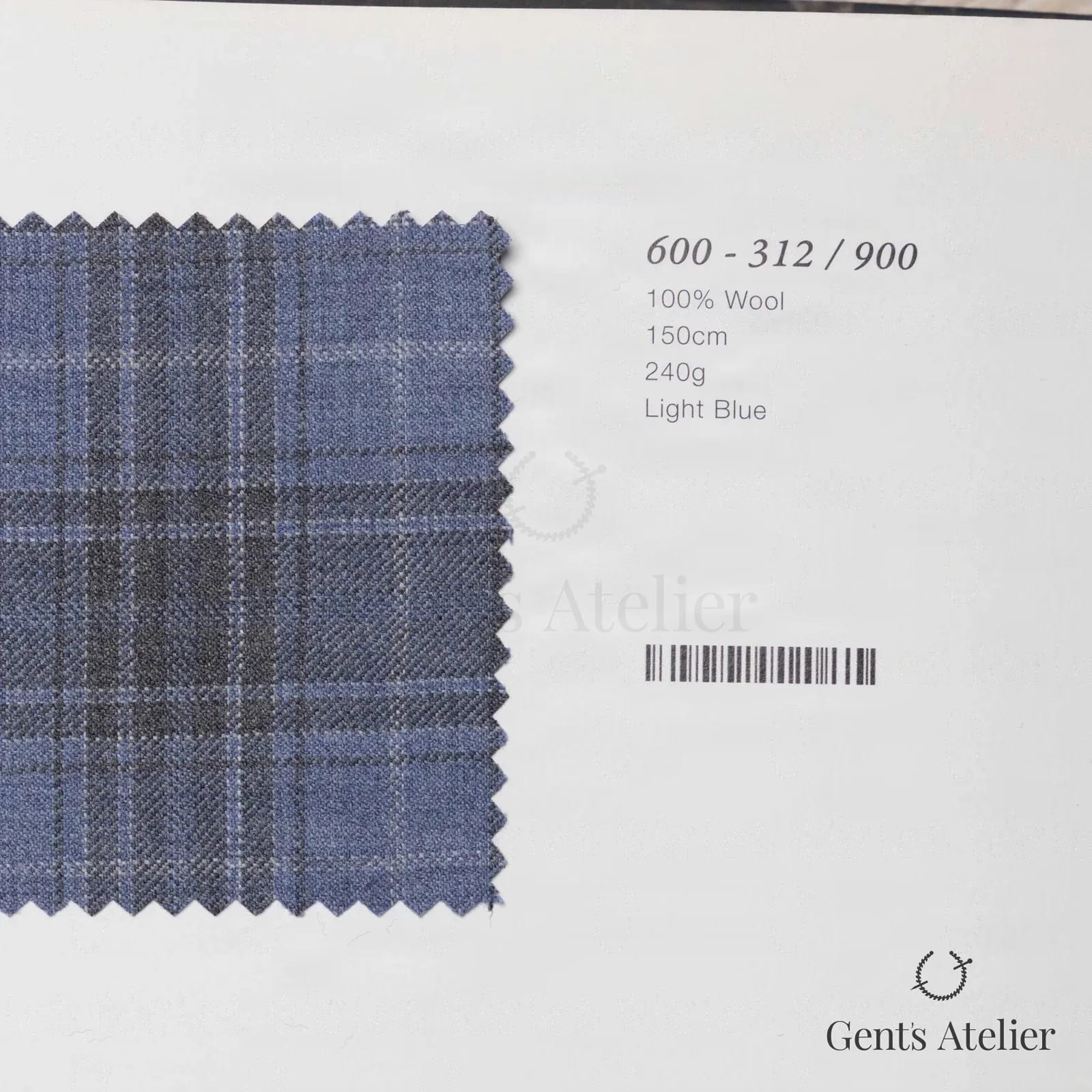 Образец ткани Marzoni 600 - 312 / 900 с этикеткой — Голубой