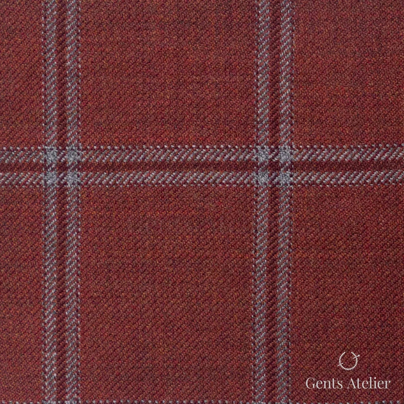 Костюмная ткань Marzoni 600 - 319 / 900 — Бордовый, оконная клетка, 100% шерсть