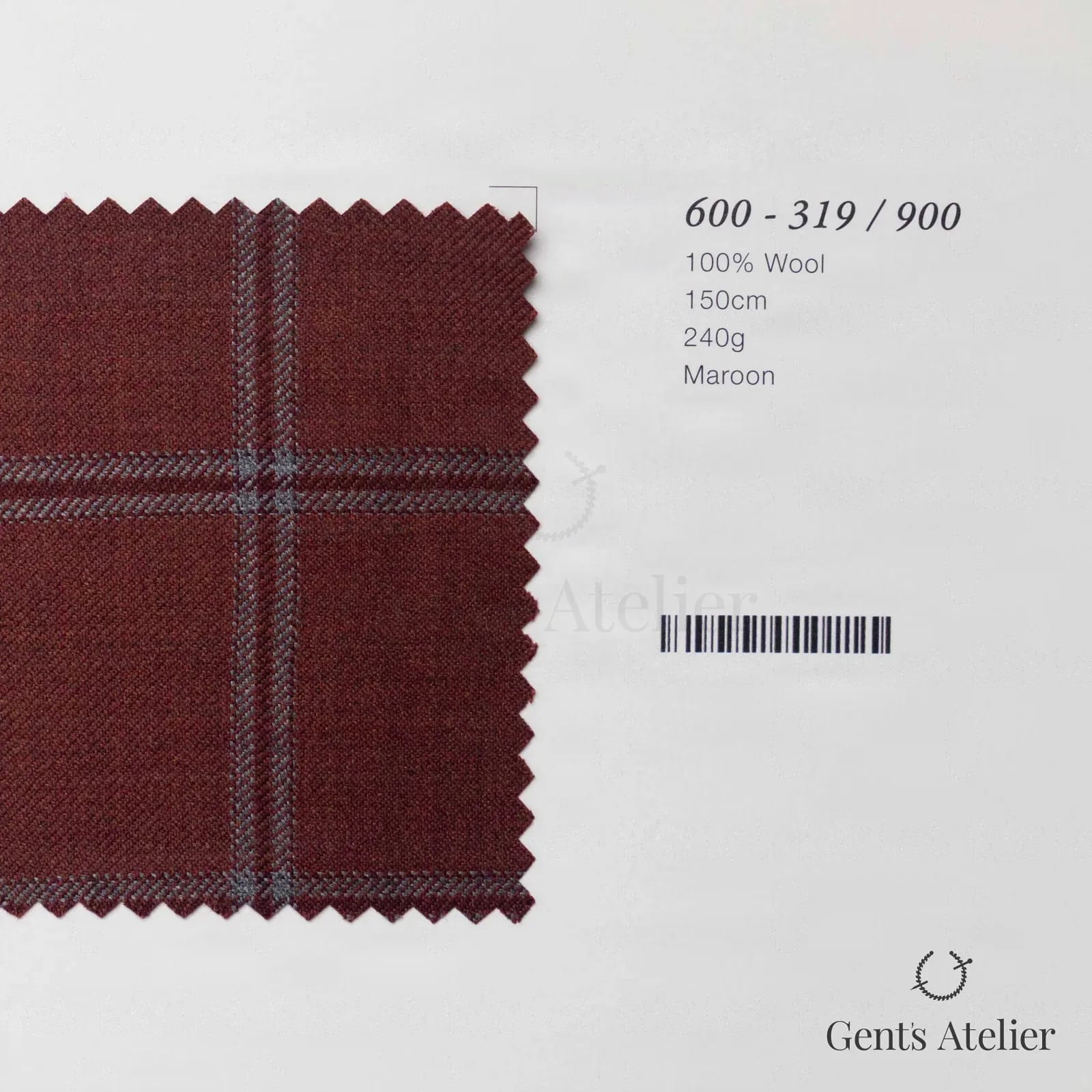 Образец ткани Marzoni 600 - 319 / 900 с этикеткой — Бордовый