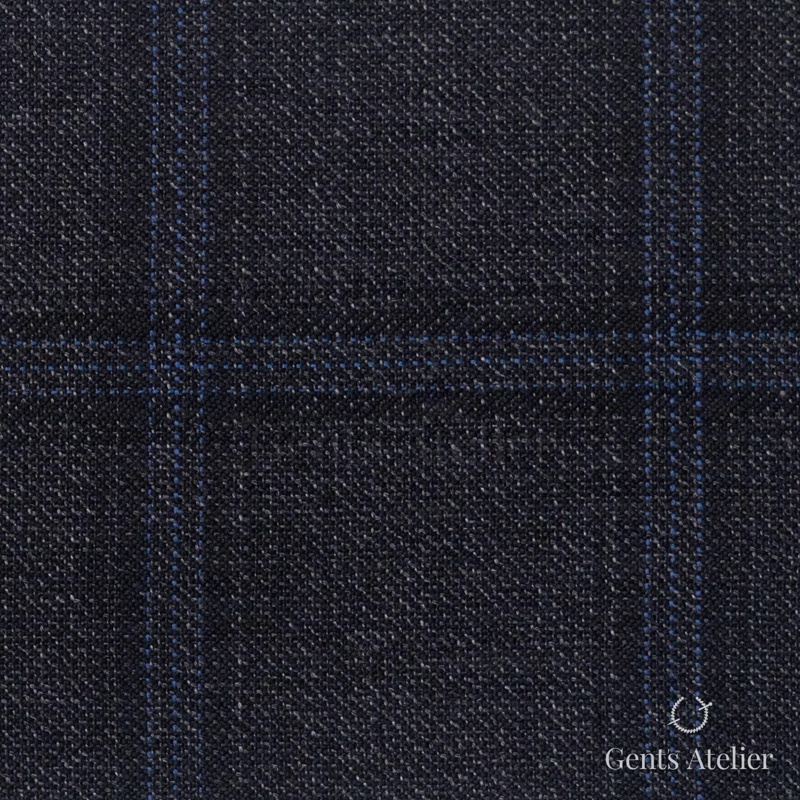 Костюмная ткань Marzoni 600 - 335 / 900 — Серый / Синий, оконная клетка, 100% шерсть