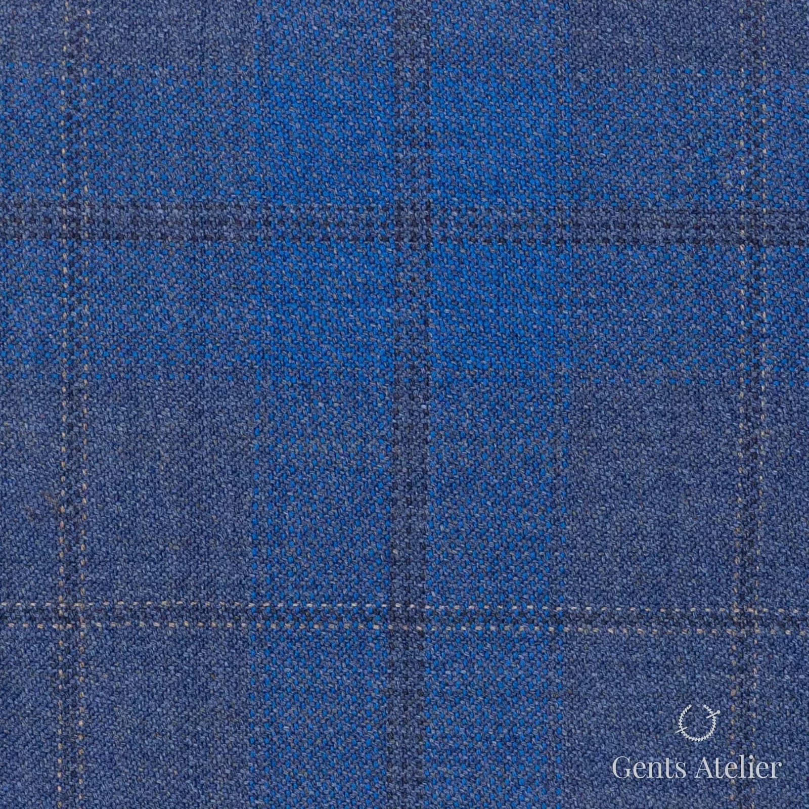 Костюмная ткань Marzoni 600 - 339 / 900 — Синий, оконная клетка, 100% шерсть