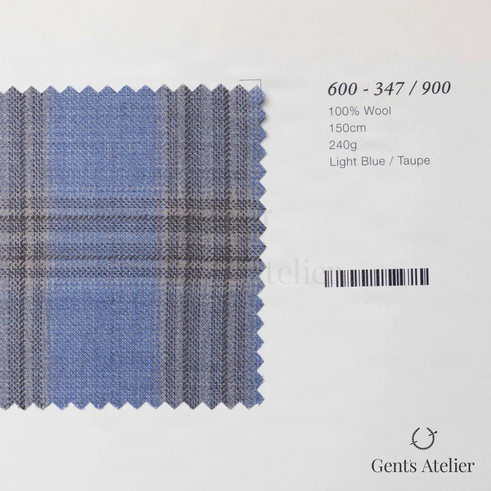 Образец ткани Marzoni 600 - 347 / 900 с этикеткой — Голубой / Тауп
