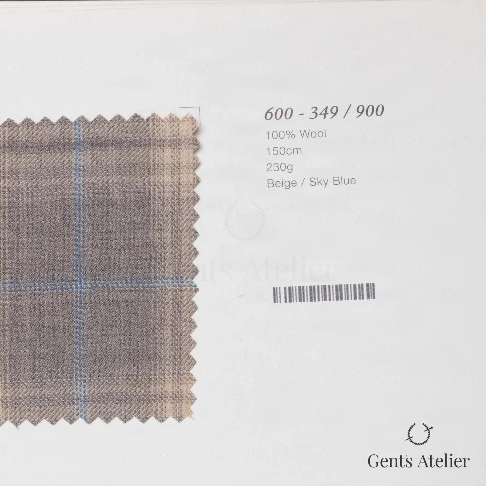 Образец ткани Marzoni 600 - 349 / 900 с этикеткой — Бежевый / Sky Blue