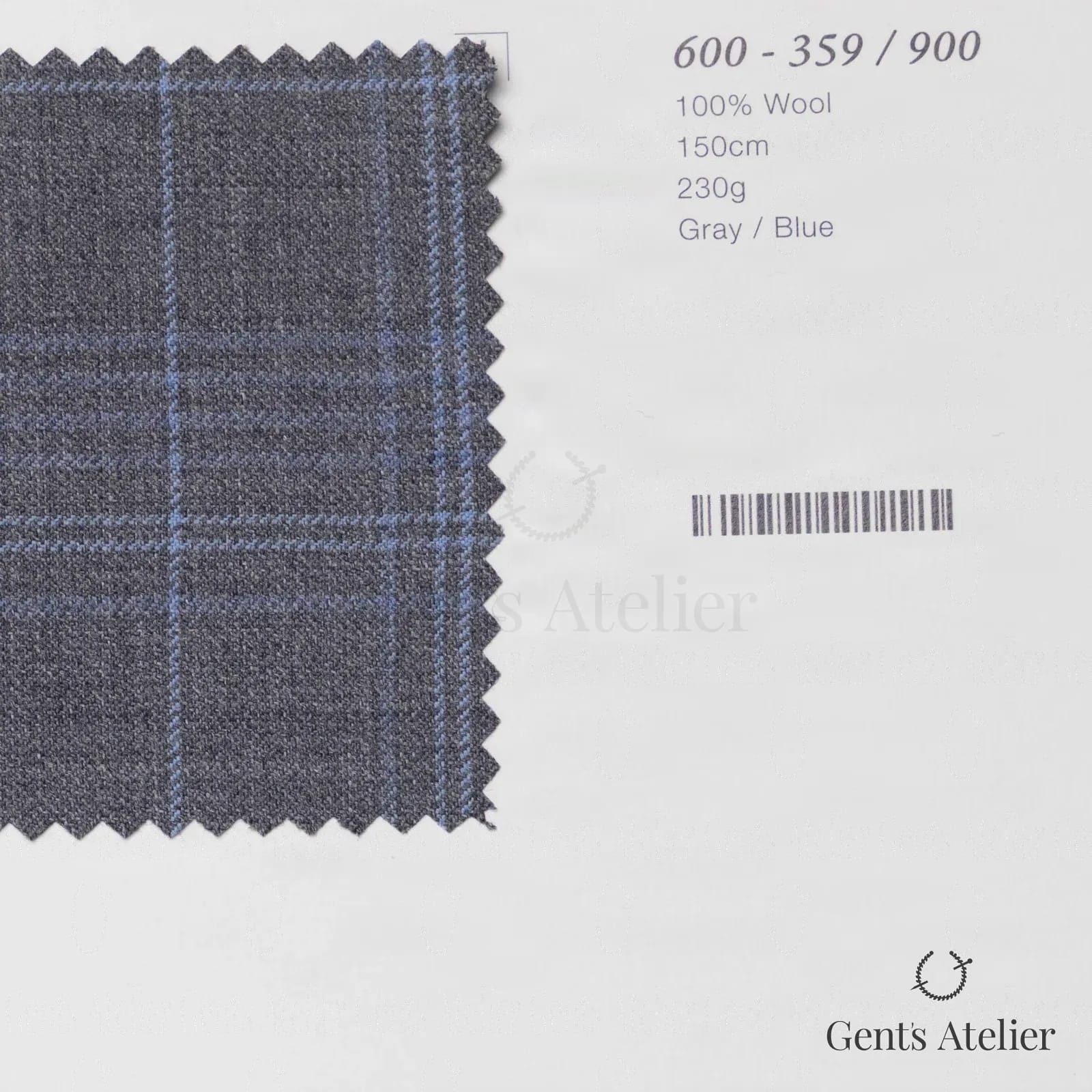 Образец ткани Marzoni 600 - 359 / 900 с этикеткой — Серый / Синий