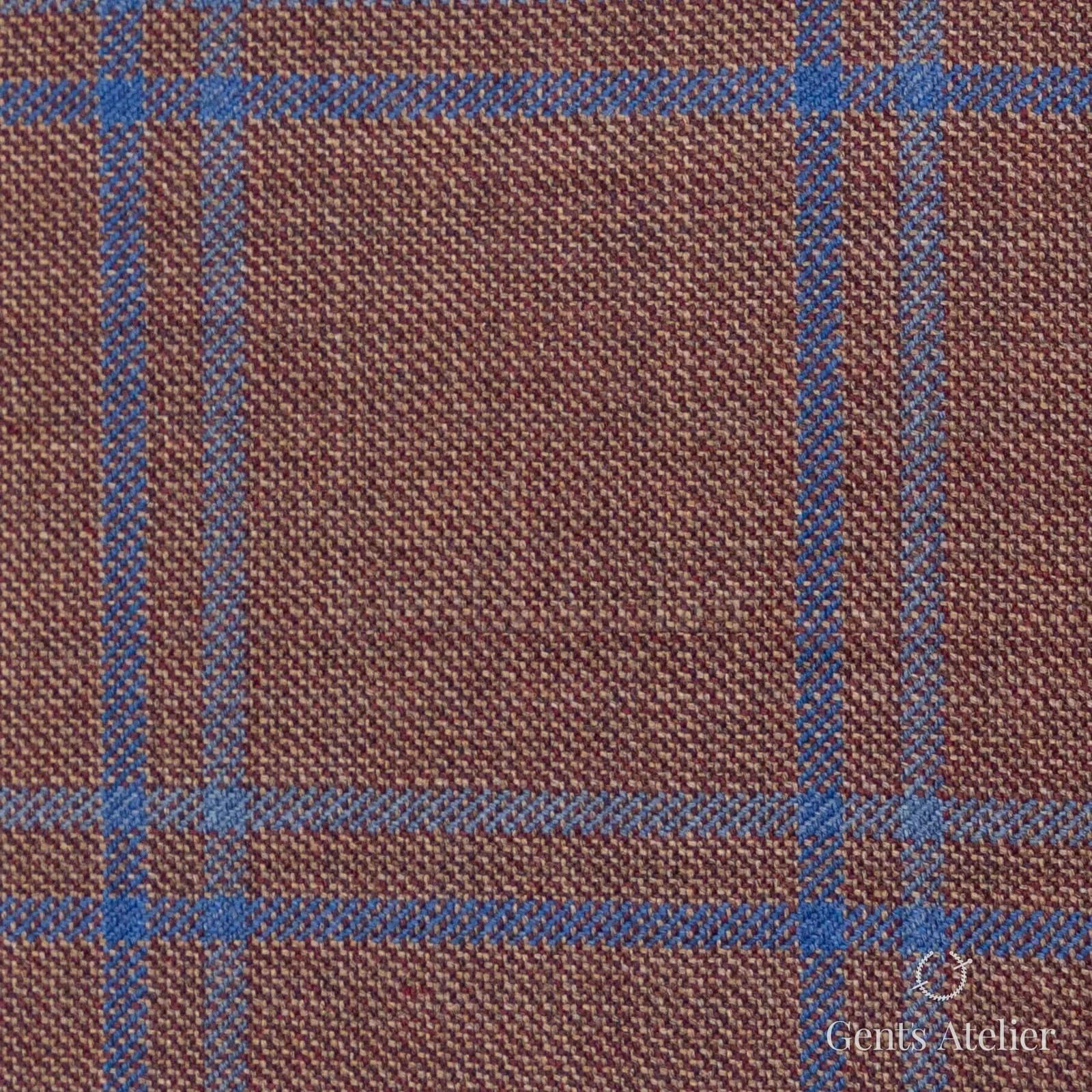 Костюмная ткань Marzoni 600 - 365 / 900 — Brick / Синий, оконная клетка, 100% шерсть