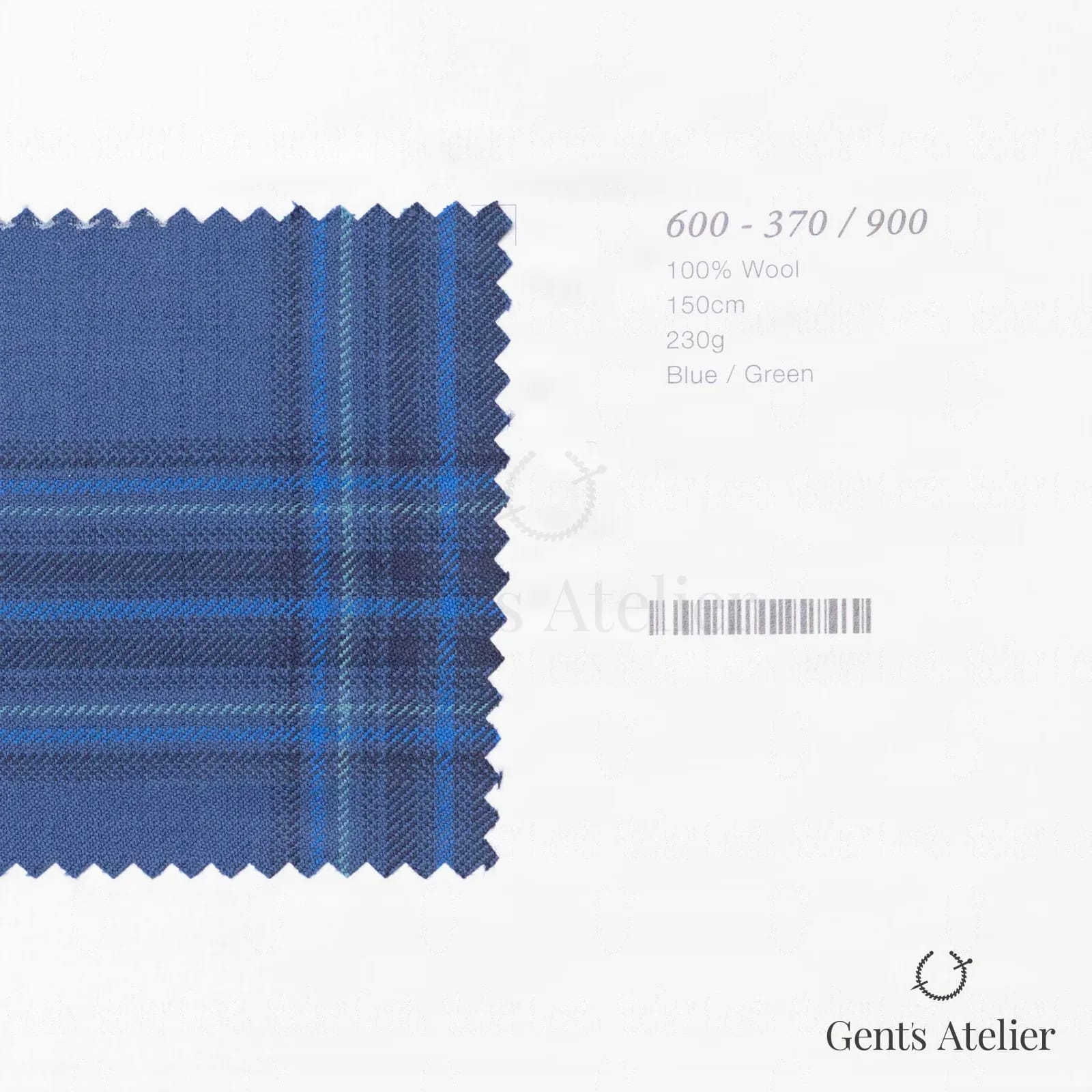 Образец ткани Marzoni 600 - 370 / 900 с этикеткой — Синий / Зелёный
