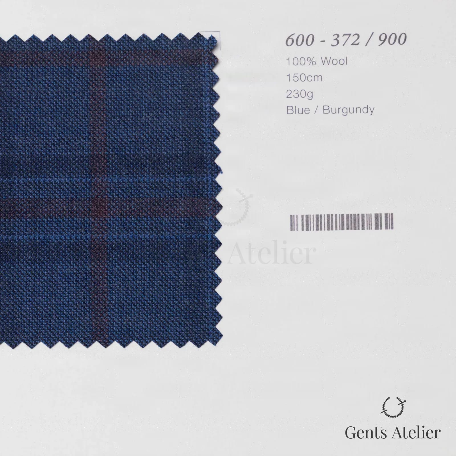 Образец ткани Marzoni 600 - 372 / 900 с этикеткой — Синий / Бордовый