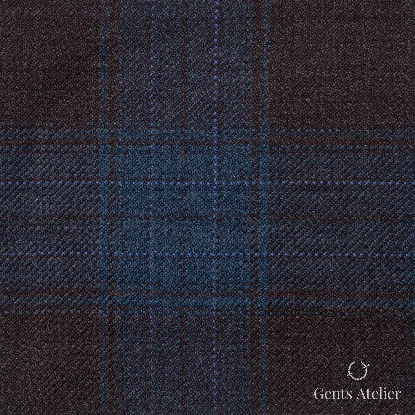 Костюмная ткань Marzoni 600 - 378 / 900 — Коричневый / Teal, оконная клетка, 100% шерсть