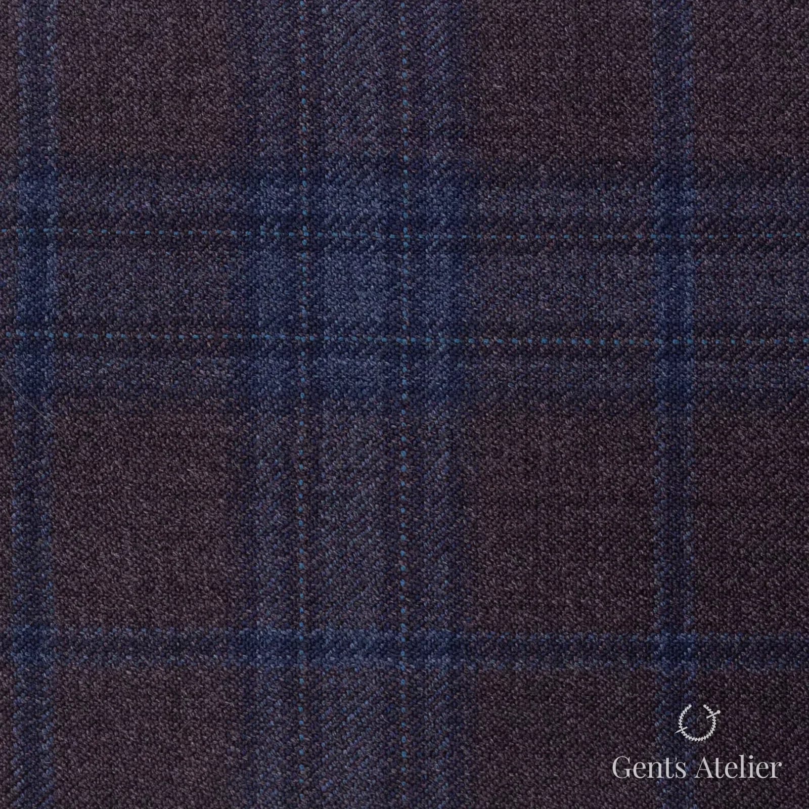 Костюмная ткань Marzoni 600 - 380 / 900 — Коричневый / Синий, оконная клетка, 100% шерсть