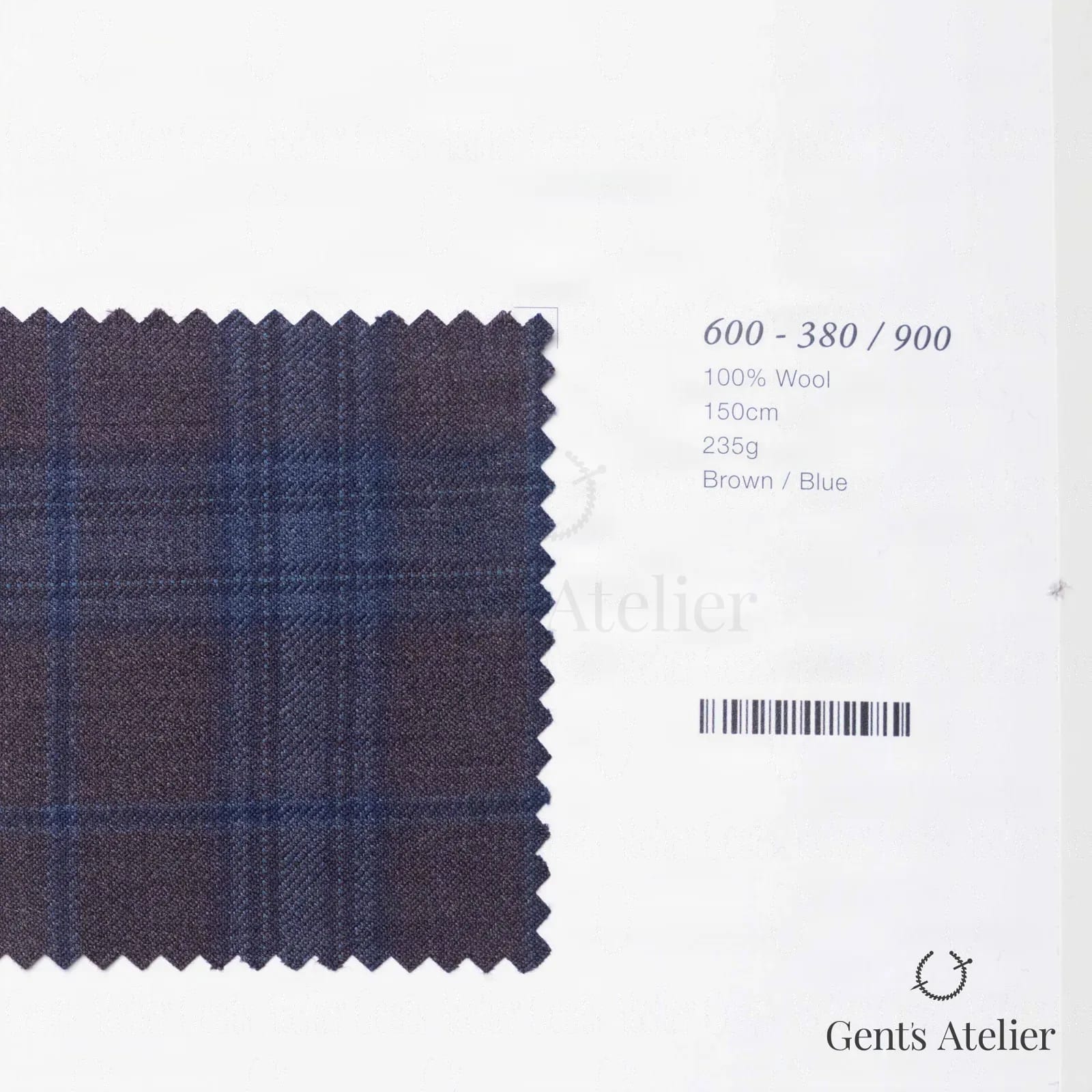 Образец ткани Marzoni 600 - 380 / 900 с этикеткой — Коричневый / Синий