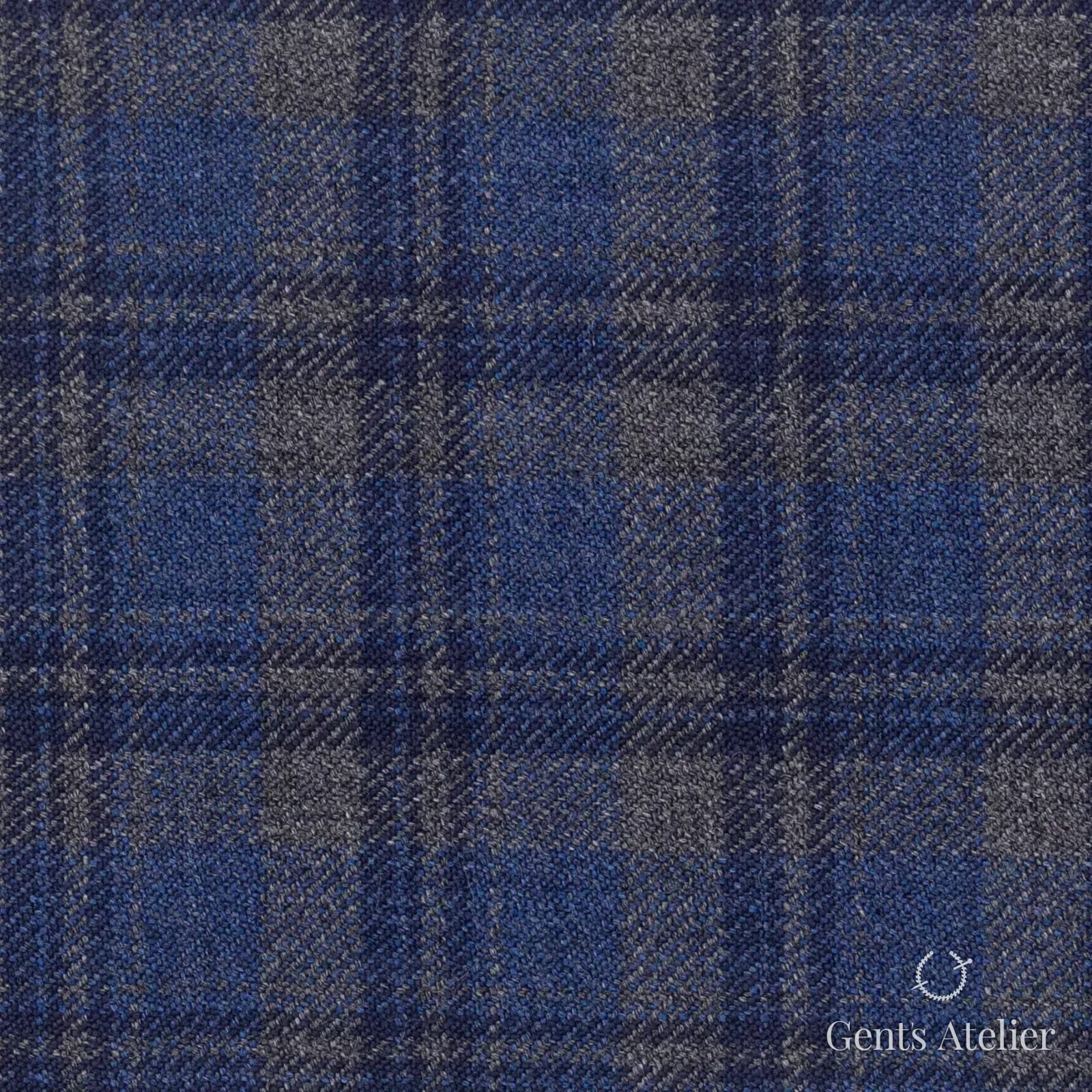 Костюмная ткань Marzoni 600 - 382 / 900 — Синий / Серый, клетка, 100% шерсть