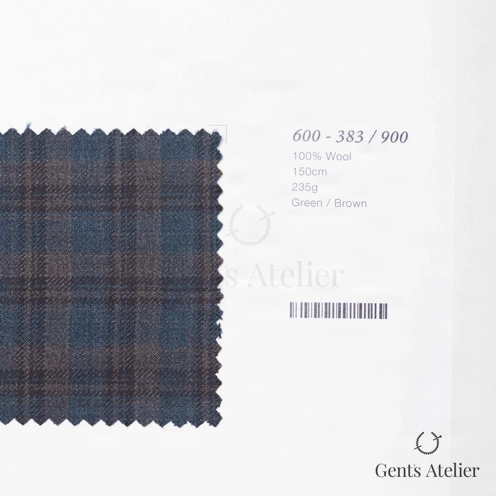 Образец ткани Marzoni 600 - 383 / 900 с этикеткой — Зелёный / Коричневый