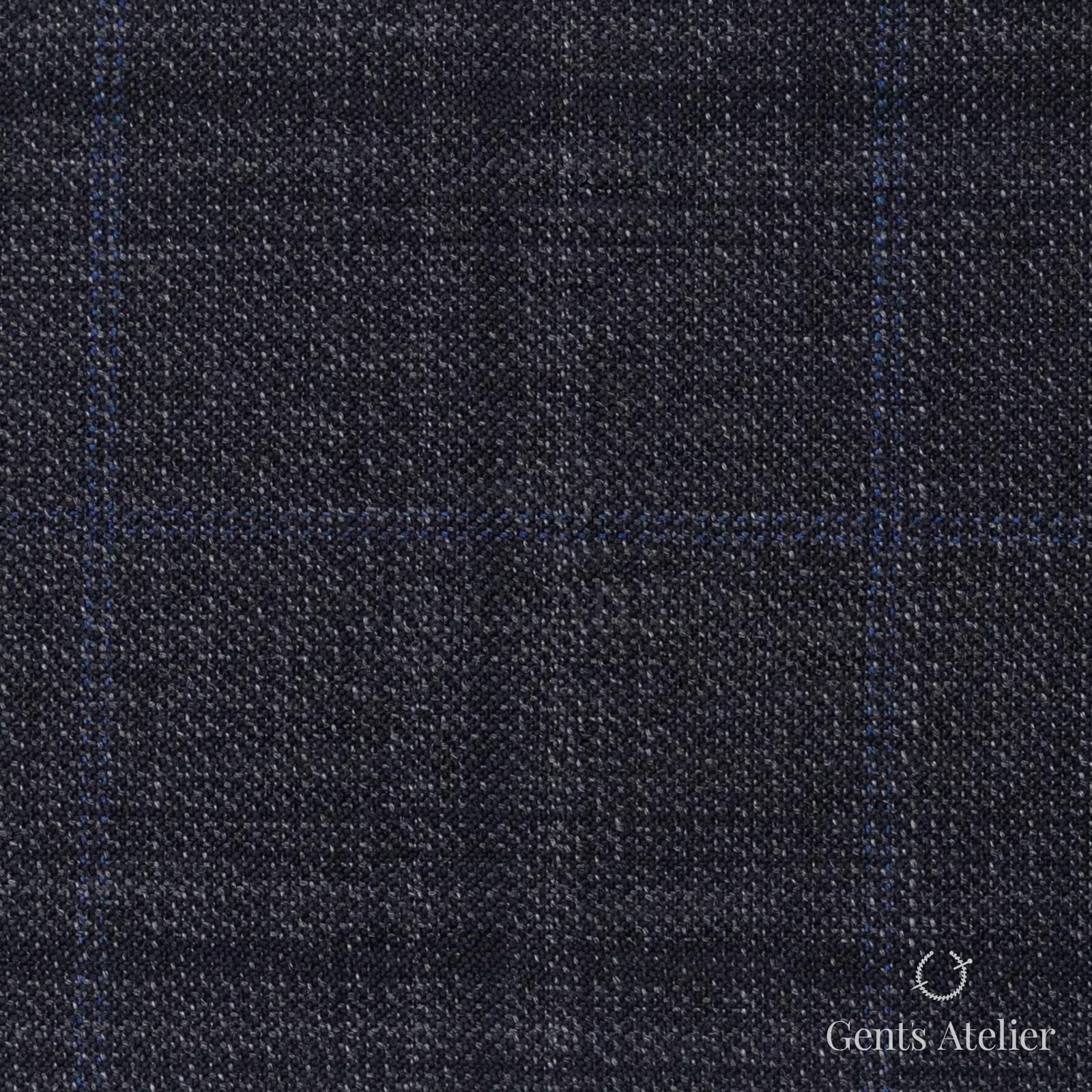 Костюмная ткань Marzoni 600 - 384 / 900 — Серый / Синий, оконная клетка, 100% шерсть