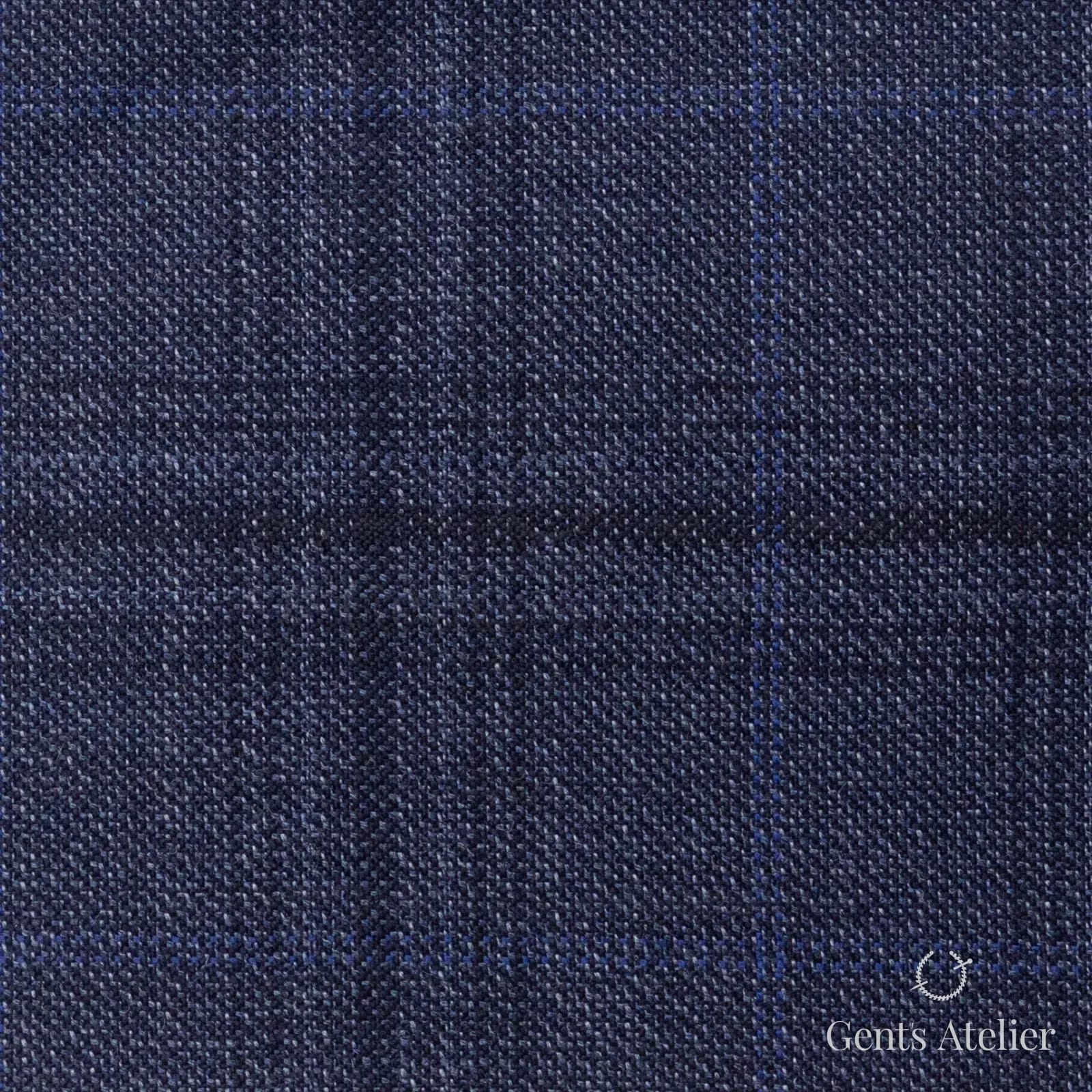Костюмная ткань Marzoni 600 - 385 / 900 — Синий, оконная клетка, 100% шерсть