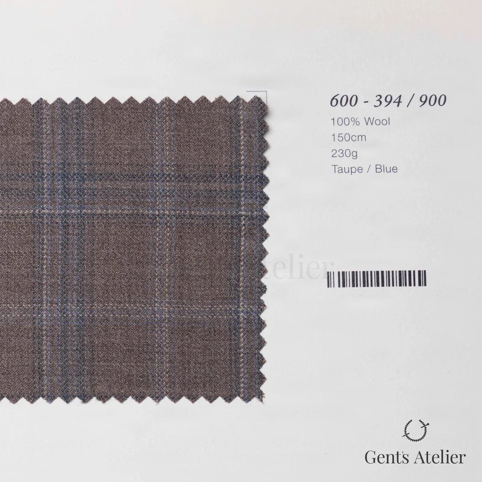 Образец ткани Marzoni 600 - 394 / 900 с этикеткой — Тауп / Синий