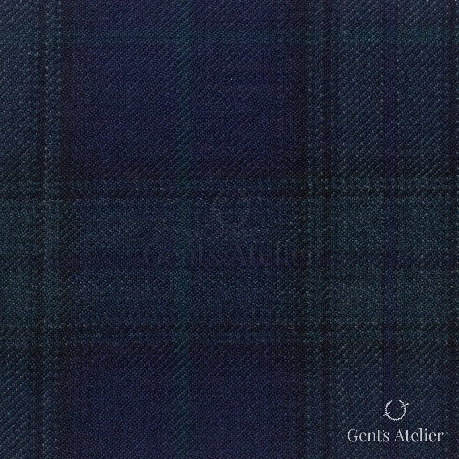 Костюмная ткань Marzoni 600 - 396 / 900 — Синий / Зелёный, оконная клетка, 100% шерсть