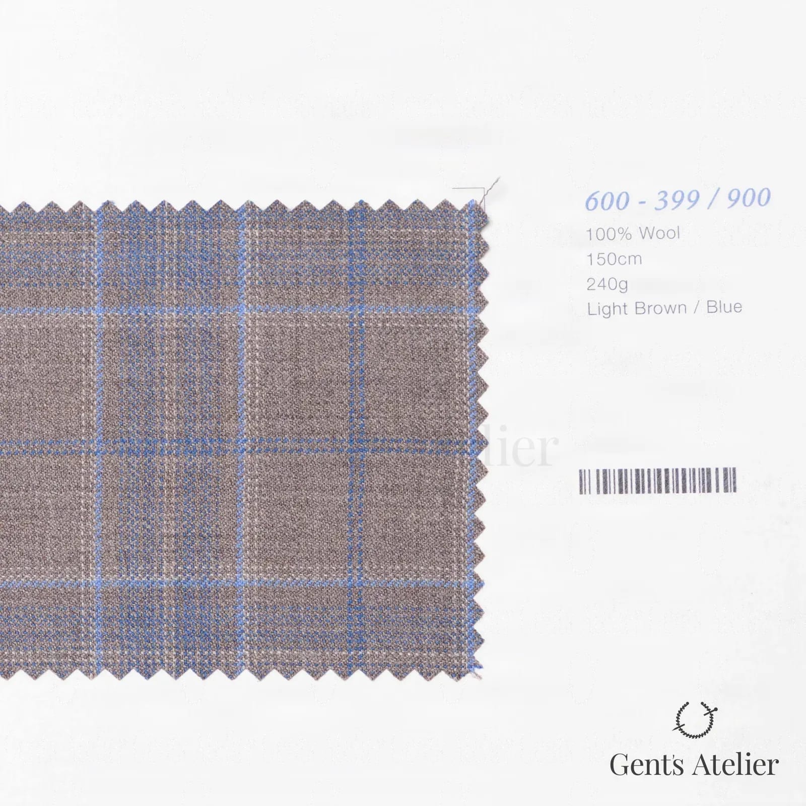 Образец ткани Marzoni 600 - 399 / 900 с этикеткой — Light Brown / Синий