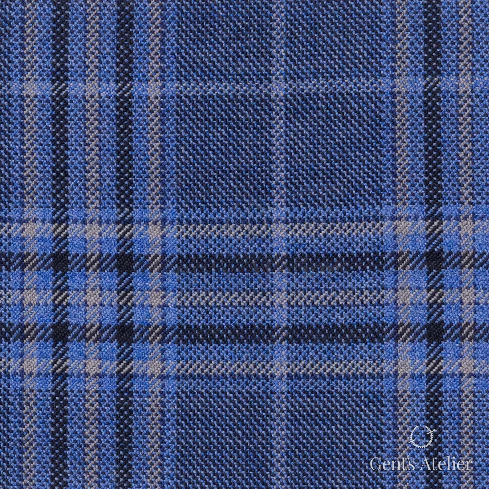 Костюмная ткань Marzoni 600 - 408 / 900 — Синий / Серый, клетка, 100% шерсть