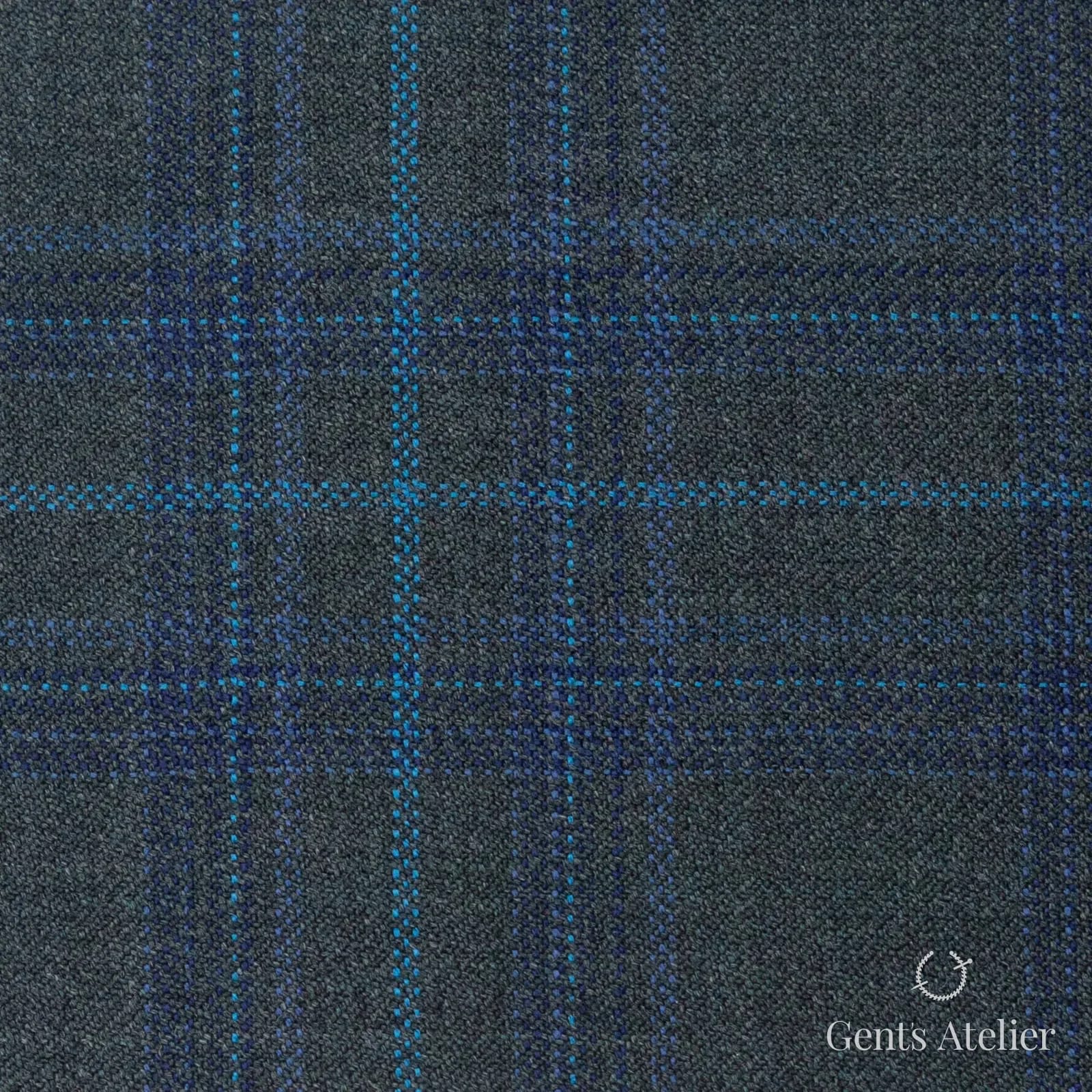 Костюмная ткань Marzoni 600 - 421 / 900 — Зелёный / Синий, оконная клетка, 100% шерсть